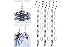 Multiport Hanger - Pack of 6 Space Saving Metal Chain Clothes Hangers