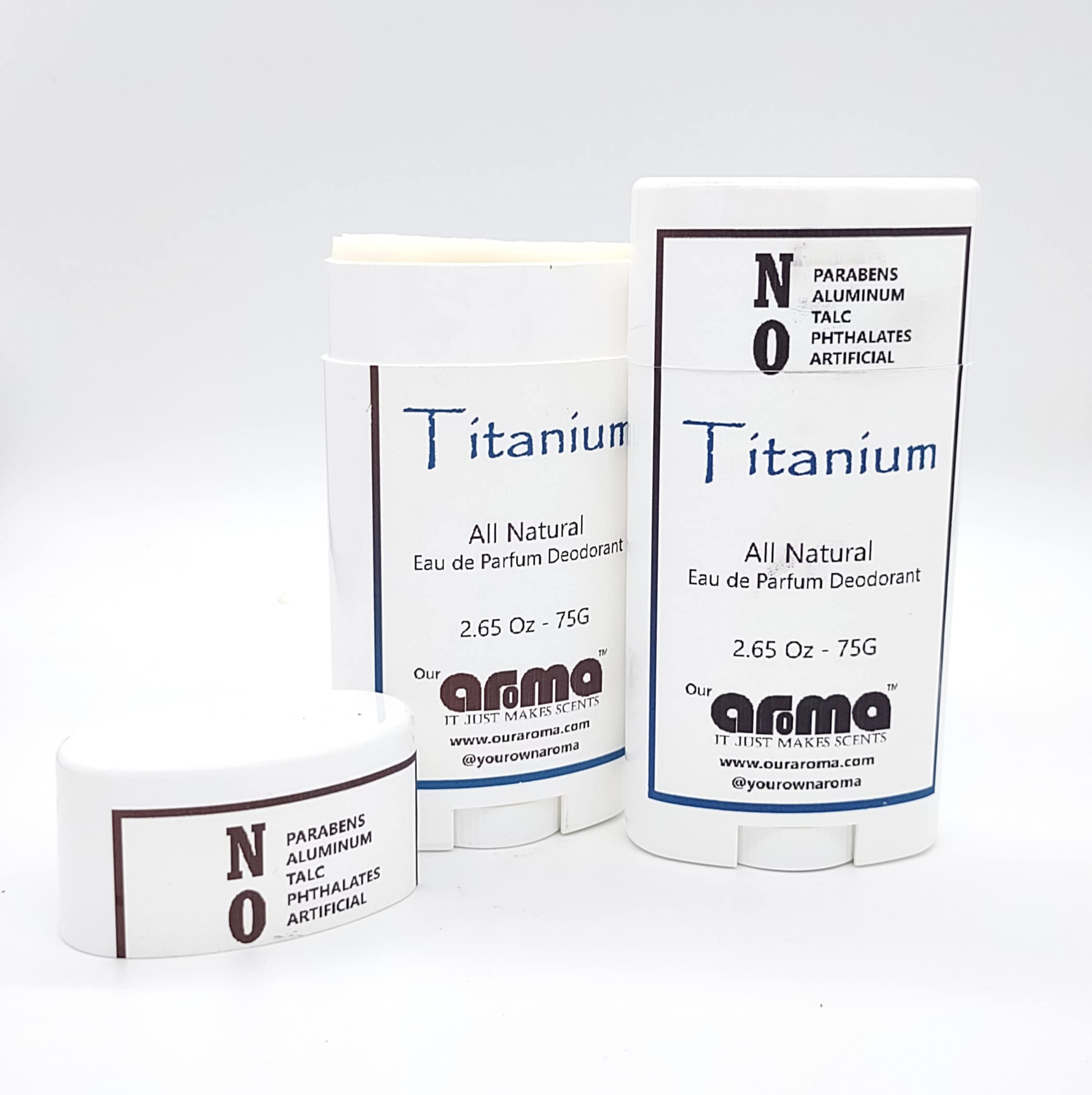 Our Aroma Desodorante natural - Desodorante sin aluminio vertido a mano, sin gluten, sin crueldad, sin parabenos, aroma de titanio