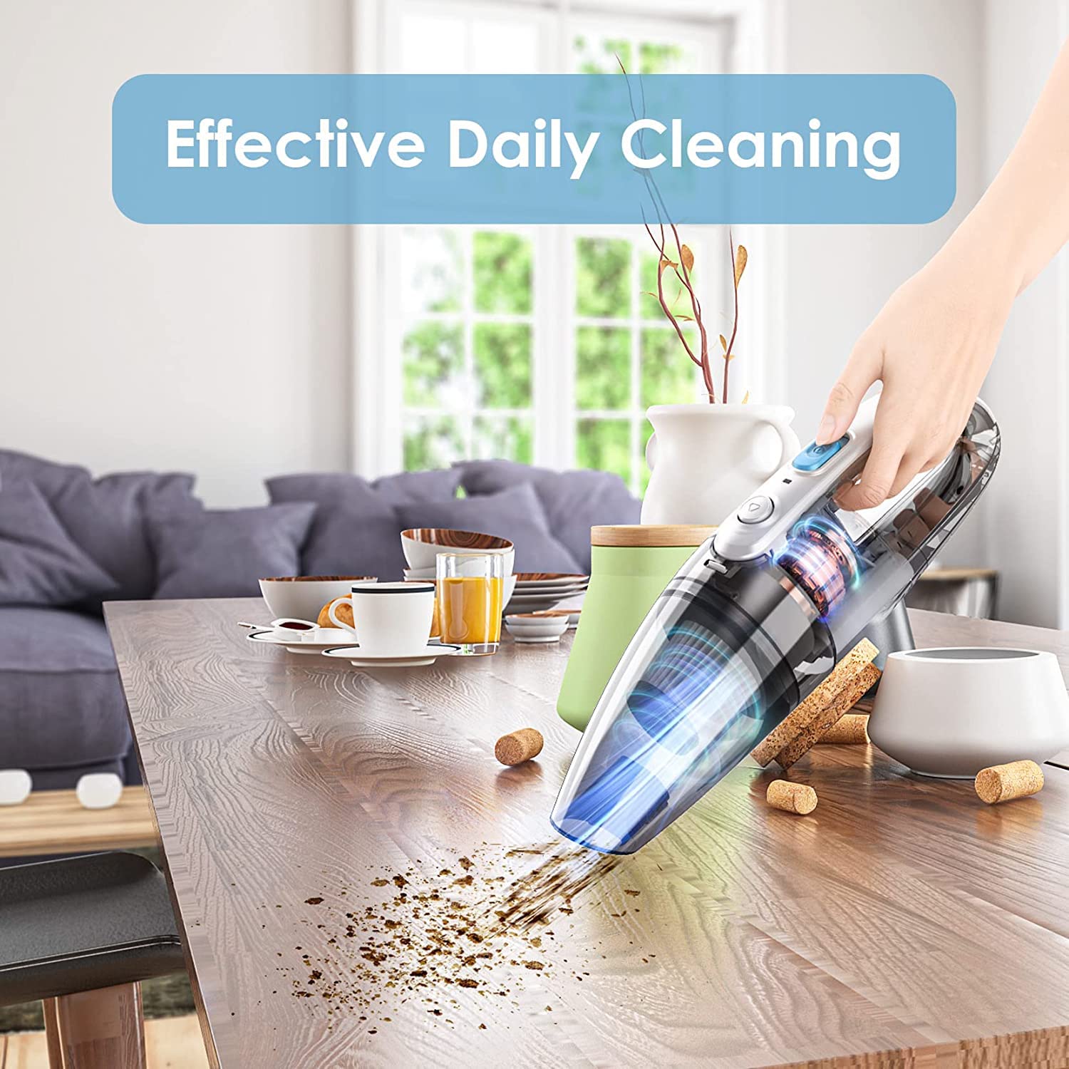 Oraimo Handheld Vacuum Cleaner for Home and Car | Powerful 120W Motor & 5.5 Kpa Suction Power | Ideal for Dust & Small Dirt Removal | Lightweight, Portable with Small Body | 2 Attachments 2