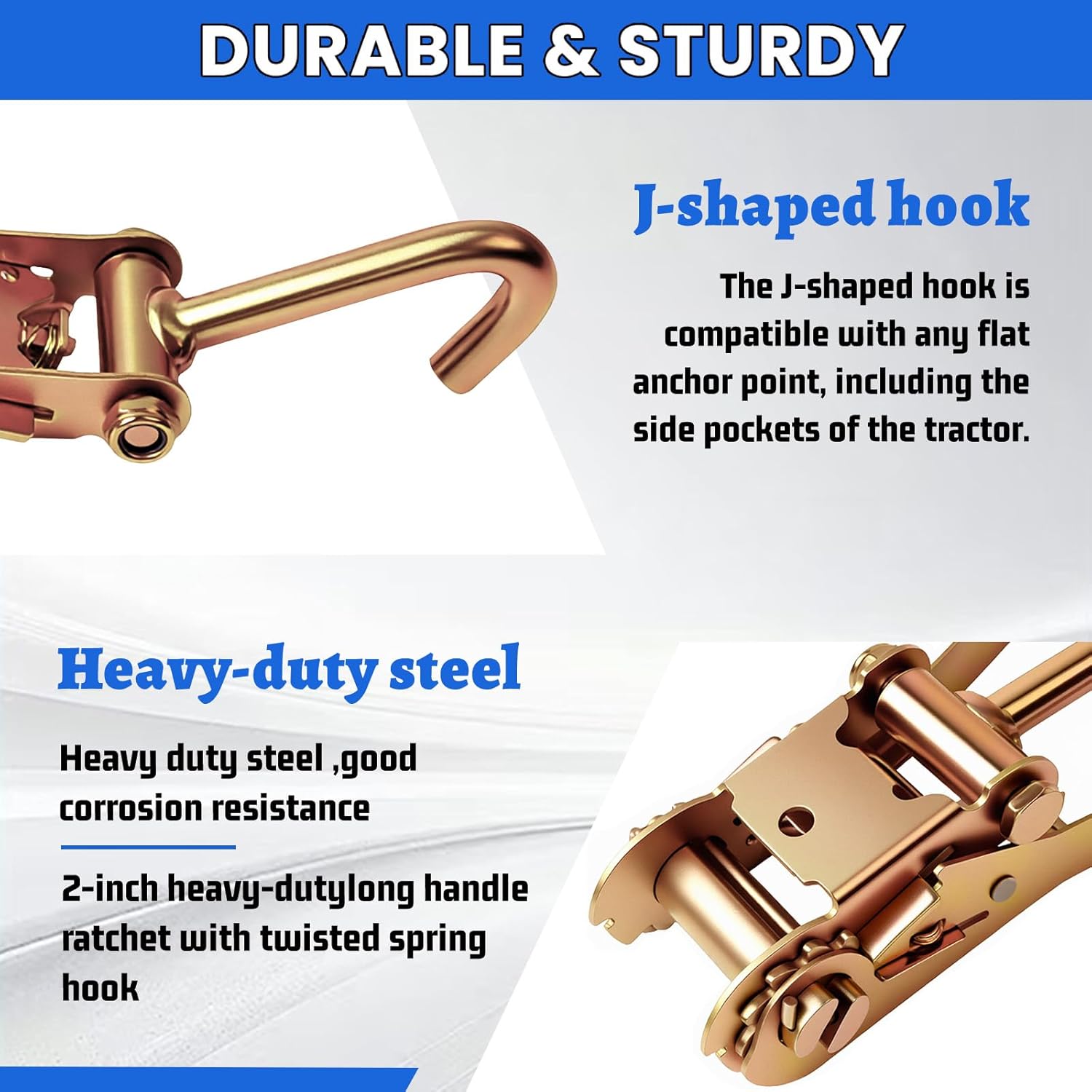 4 Pack Ratchet Tie Down Straps with J-Hooks – Heavy Duty Cargo Straps for Truck, Trailer, and ATV Securement