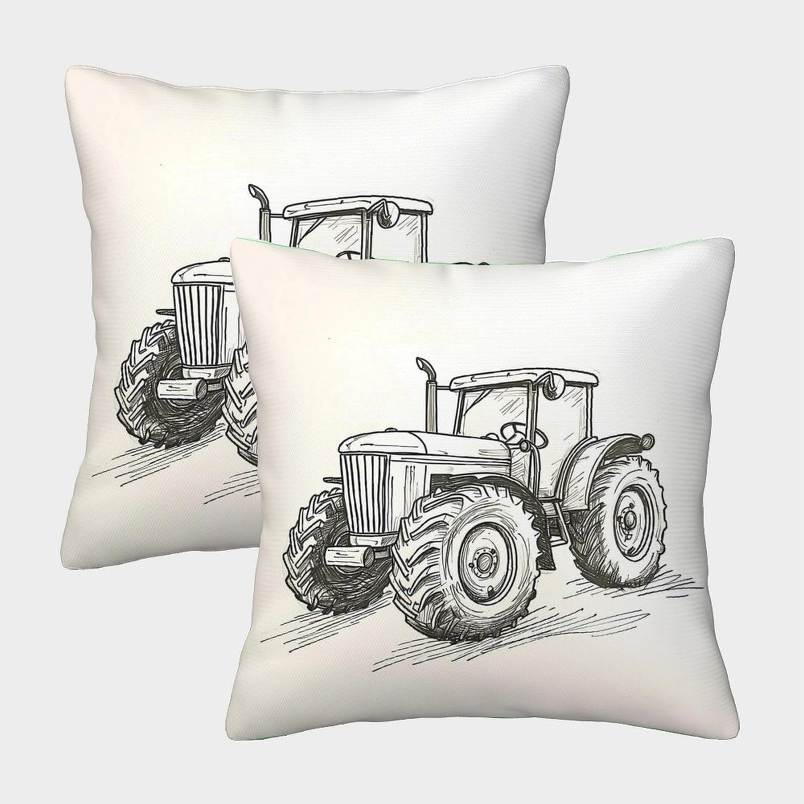QFVANSIYO 3D Printed Vintage Tractor Pillowcase Microfiber Bedroom Decor Farm Theme Pillow Cover for All Ages 50x50cm