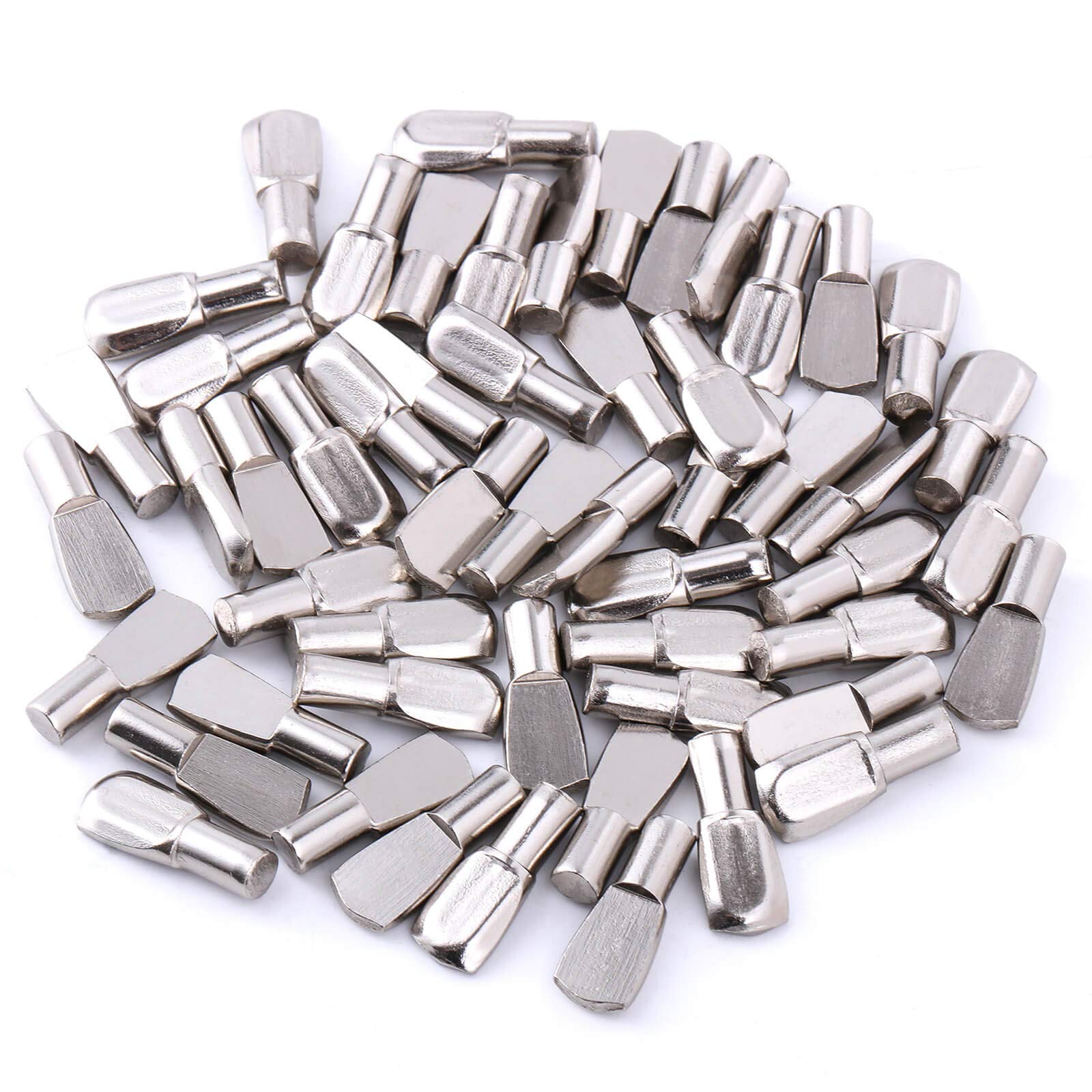 Shelf Pin Spoon Shaped Cabinet Support Pegs Support Heavy Duty Metal Nickel, 5mm, 40 Pcs