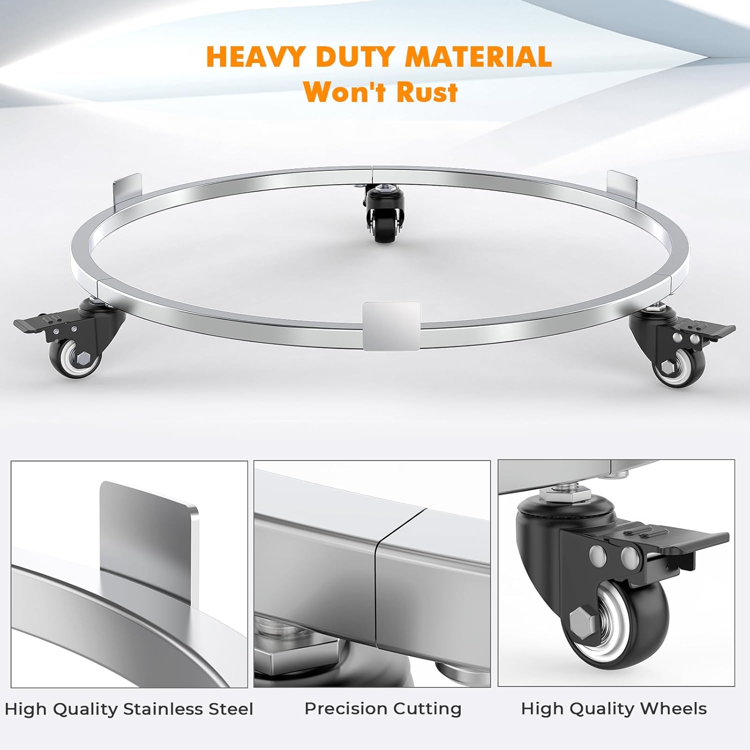 Fire Pit Rolling Stand Compatible with Solo Stove Bonfire and Other 19.5" Fire Pit, Firepit Stand with Wheels,Easy to Move,Rust Proof 304 Stainless Steel Fire Stove Accessories for Patio Outdoor