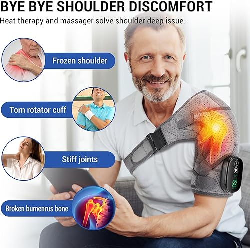Miniatura 8 de ERHIVORA Almohadilla térmica de hombro con masaje, lista de artículos elegibles para la FSA, envoltura térmica para el hombro para el dolor