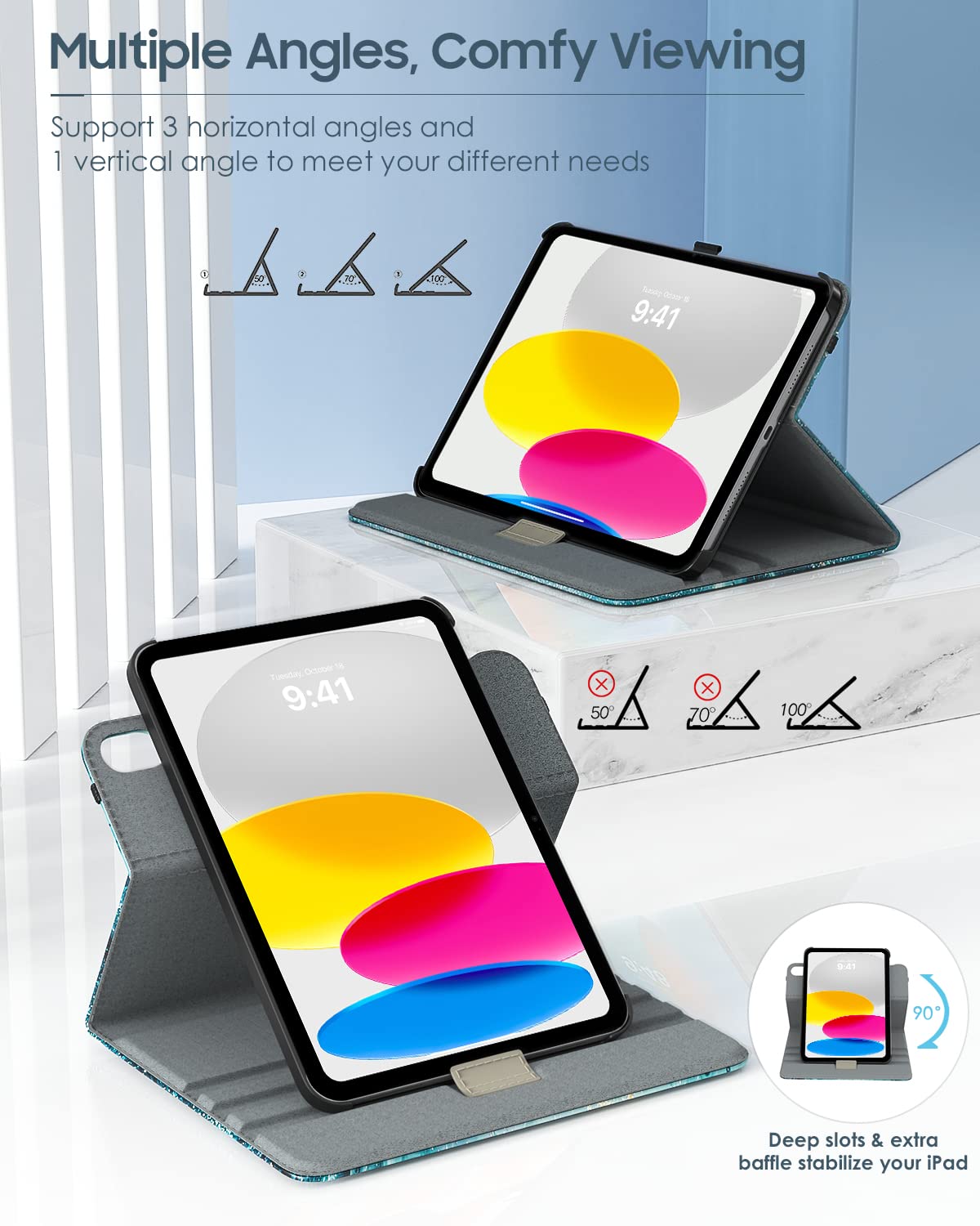 TiMOVO Rotating Case for iPad (A16) 11th Generation 11 Inch 2025/iPad 10th Generation 2022 10.9 inch,90 Degree Rotating Smart Stand Cover,Protective Leather Cover with Stylus Loop - Image 3