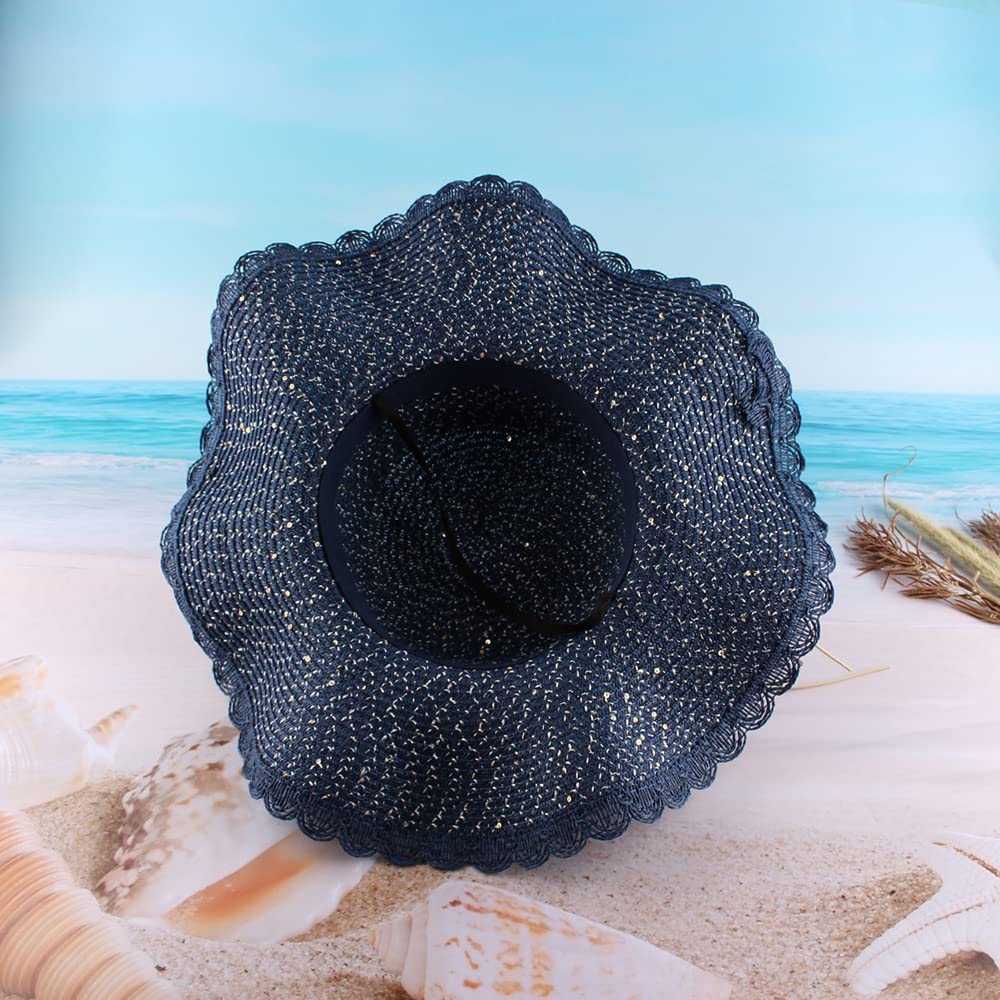 Cappello da Sole Estivo alla Moda, con Nappe in Pizzo e Tesa Larga in Paglia.