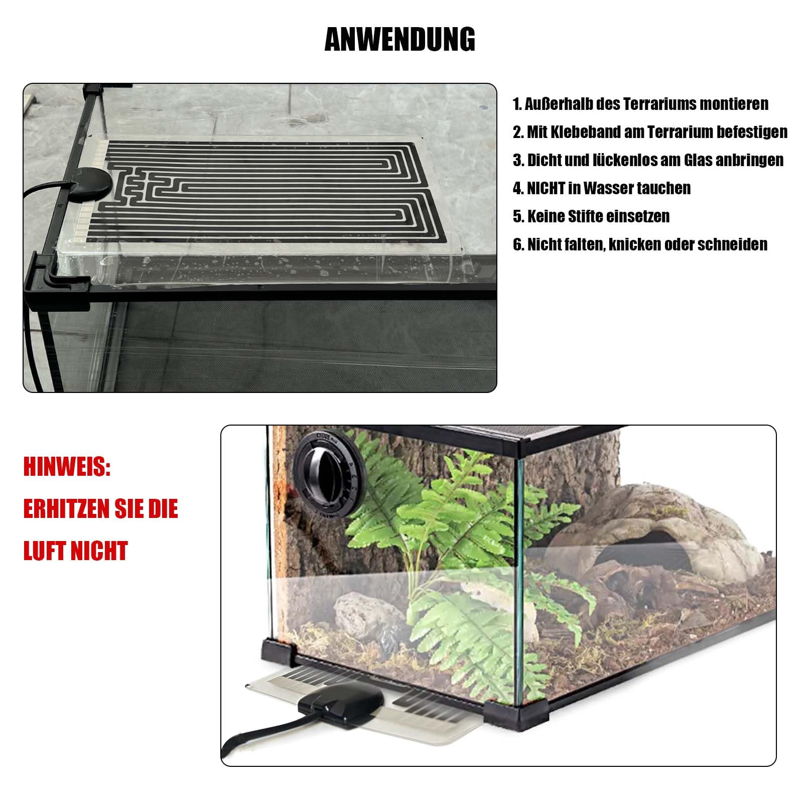 EWENYS Terrarium Heizmatte mit Temperaturregler, Reptil Heizmatten für Reptilien Schildkröte, Schlangen, Eidechse, Gecko, Spinne, Raupe, Aquarium Schildkröte Wärmematte(5W,14 * 15 cm) - 5