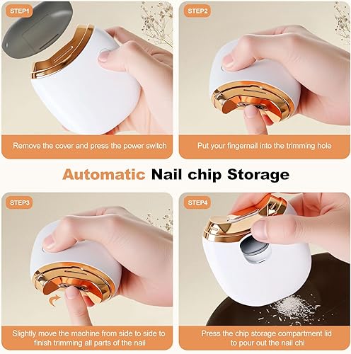 Miniatura 4 de Cortaúñas eléctrico, cortaúñas automático, 2 velocidades ajustables, recargable por USB, seguro y automático para bebés, adecuado para bebés, niños,