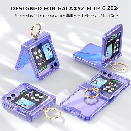 Miniatura 20 de DAKORIE Funda para Samsung Galaxy Z Flip 6 con protección de bisagra, paquete de 2 protectores de pantalla de vidrio templado para Samsung Galaxy Z