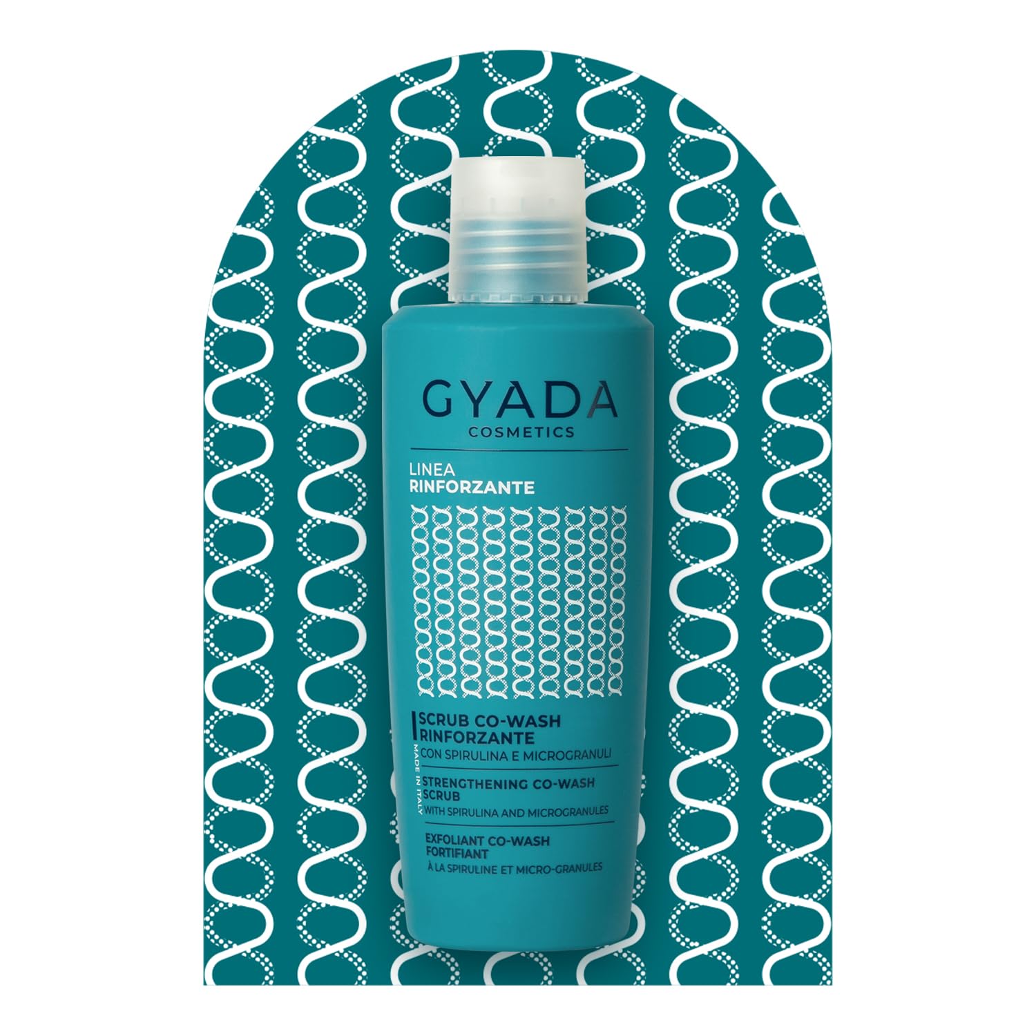 Gyada Cosmetics, Scrub CoWash Rinforzante con Spirulina, Detergente ed Esfoliante, con Microgranuli Vegetali di Nocciole e Mandorle, per Lavaggi Frequenti e Delicati, con Avena e Ginseng, 200 ml