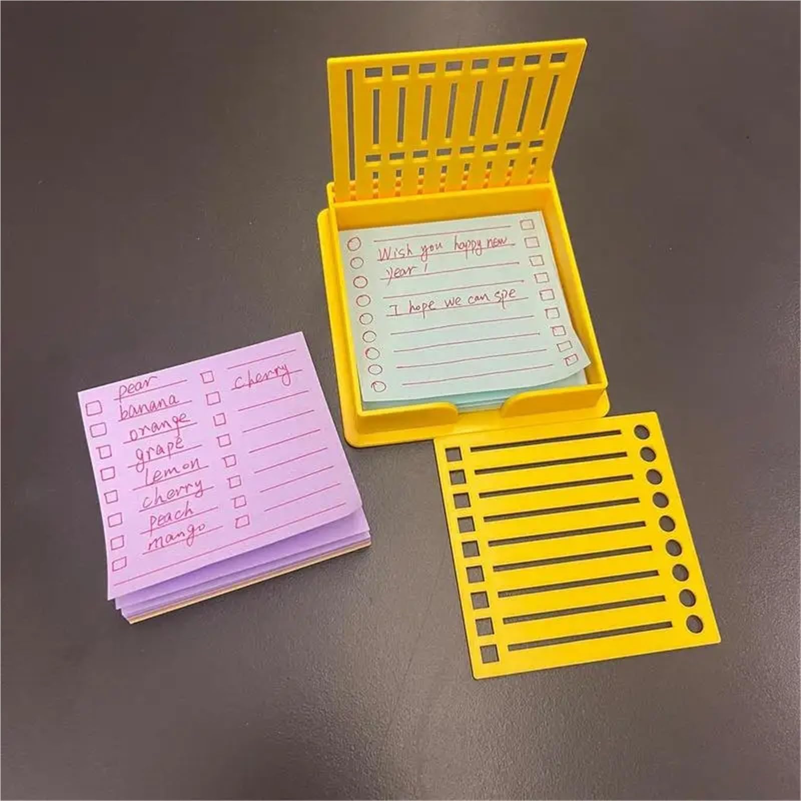 Organiseur de bureau pour notes adhésives 5 ensembles de supports de notes adhésives avec modèles pour l'organisation du bureau pour économiser de l'espace (noir)