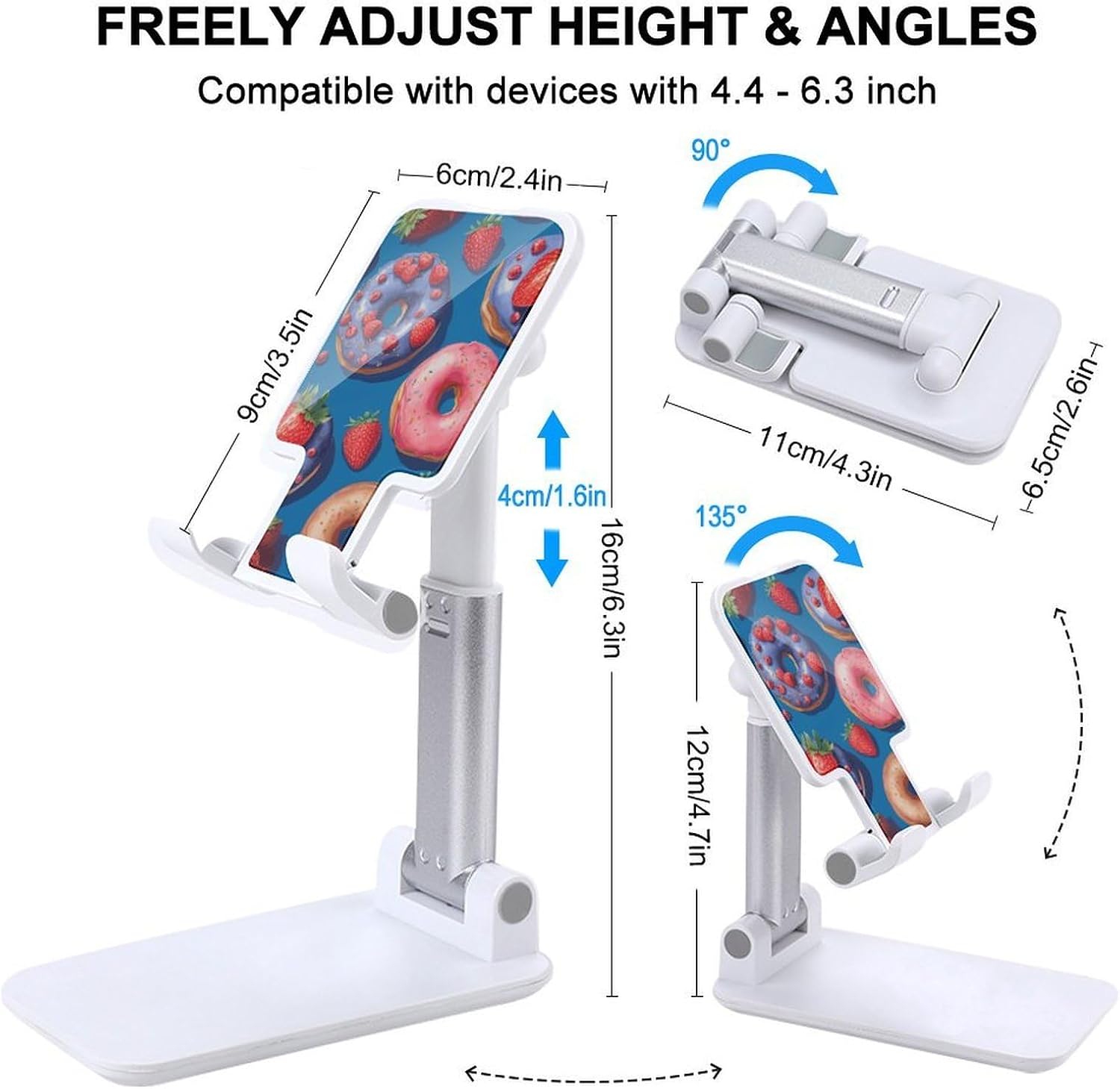 Donuts and Strawberries Foldable Phone Stand for Desk Taller Stand image 2