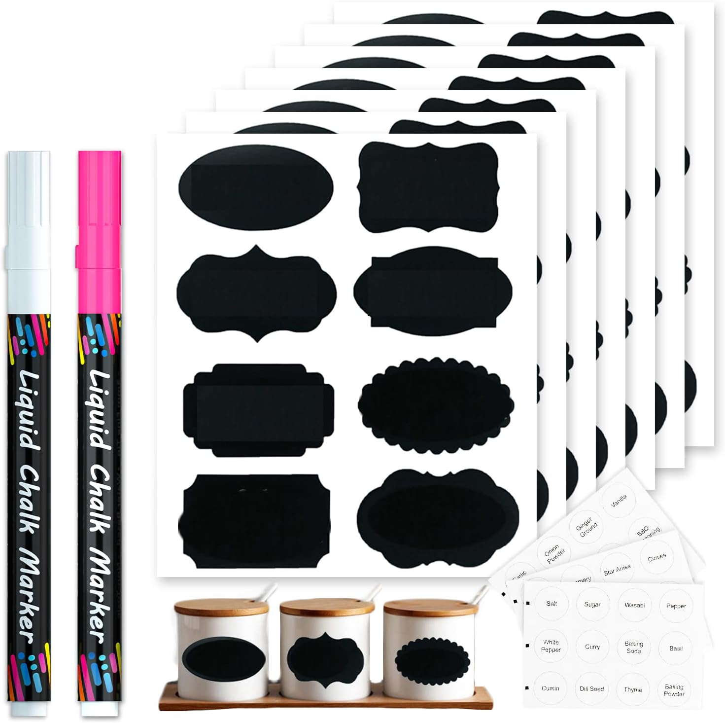 Chalkboard Labels Set, Tebik 289 Pack Large Medium and Small Chalkboard Stickers, Chalk Markers & Spice Labels Reusable for Home Office School Bars Shops Pantry Storage Jars Glass Bottles Crafts