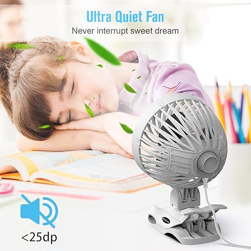 Miniatura 5 de Ventilador pequeño con clip velocidad de CVT personal y abrazadera fuerte inclinación ajustable funcionamiento silencioso ventilador de escritorio