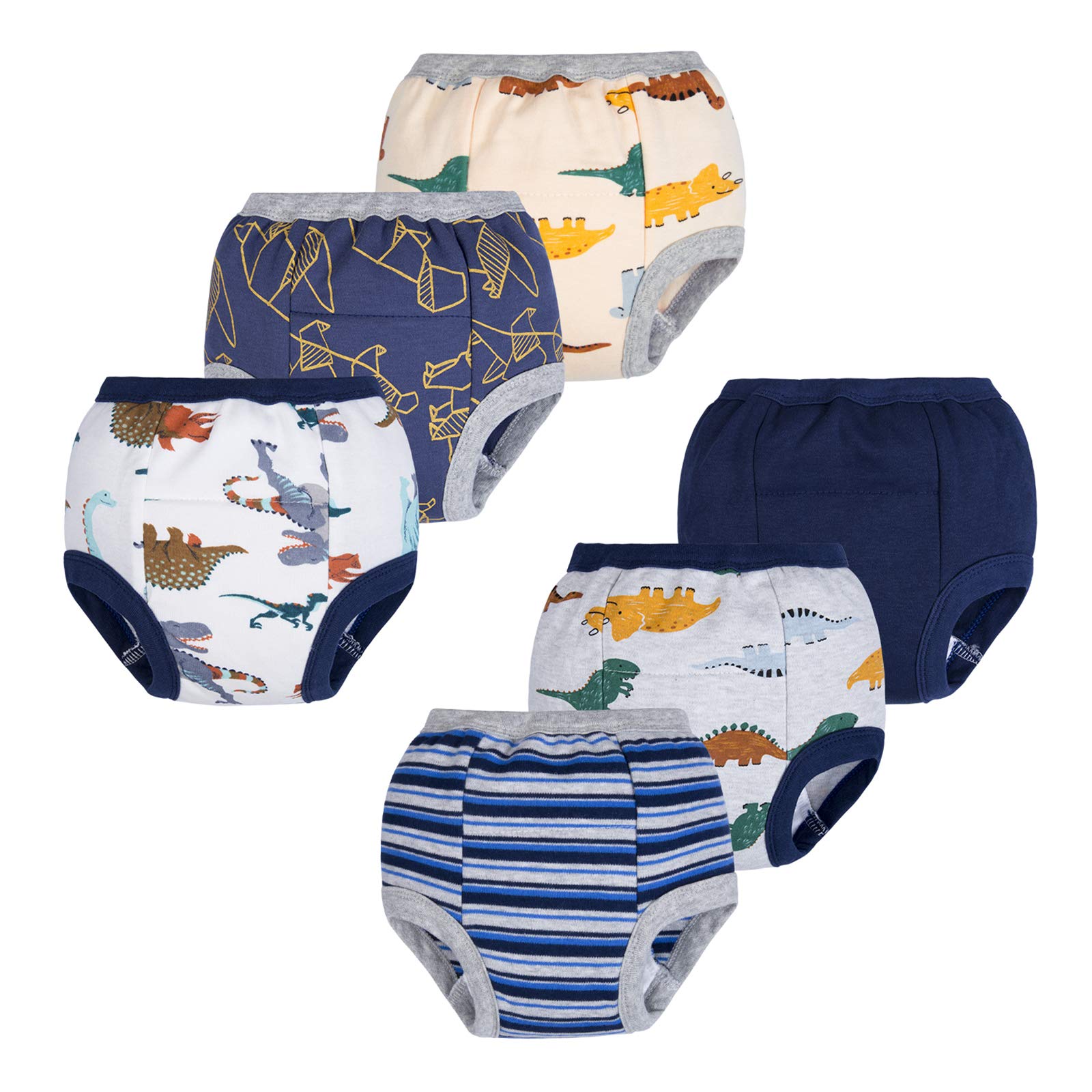 BIG ELEPHANT Baby Training Pants - Potty Training Underwear, Thick Absorbent Underpants for Toddler Boys Girls, 5-style B 6 Pack, 2T