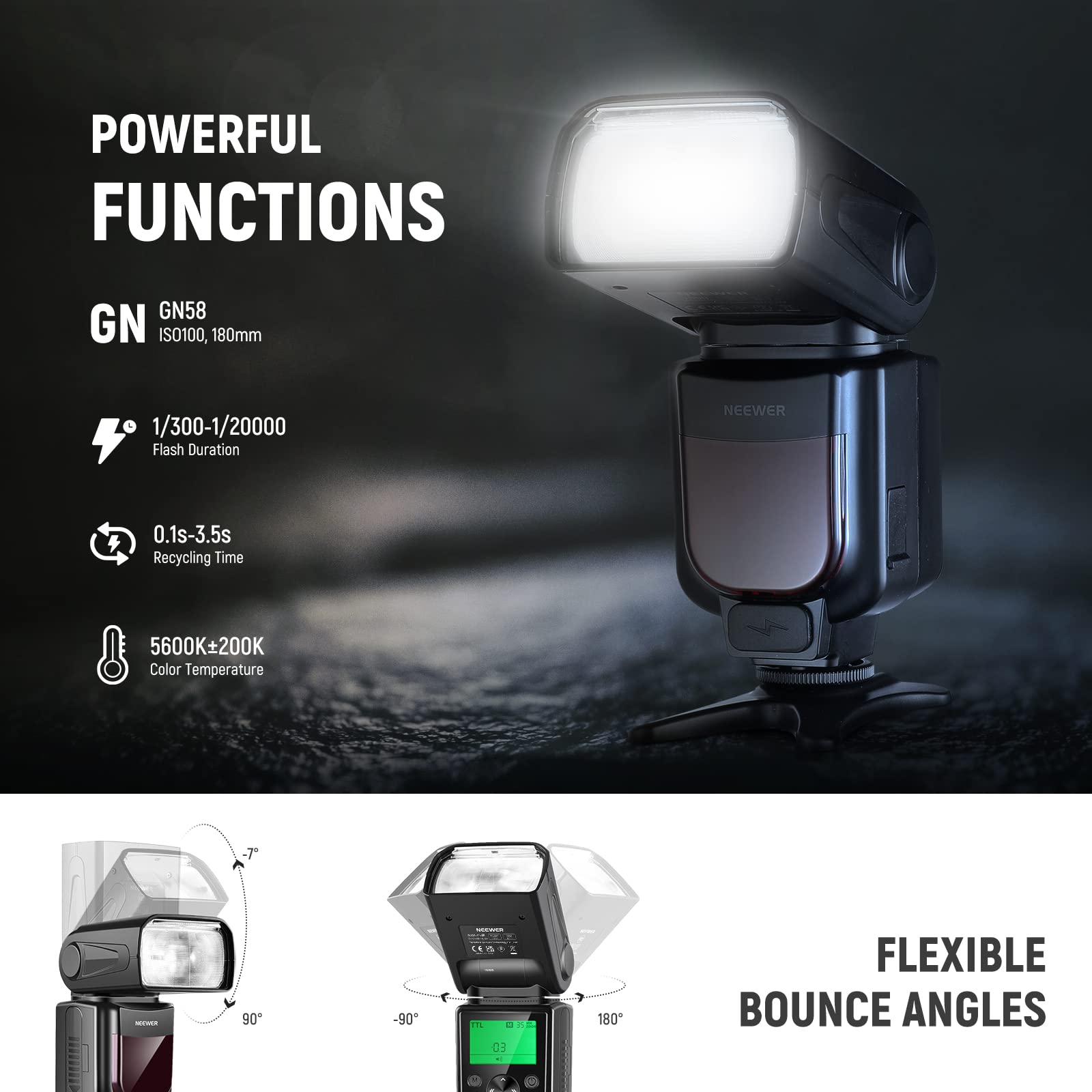 NEEWER NW645II-S Flash Speedlite TTL Aggiornato, GN58 HSS Slave Ottico Sincronizzazione della Tendina Posteriore Compatibile con Sony A9 II A9 A7R V IV III II A7 IV III A7S III II A7C A1 A6600 ecc..