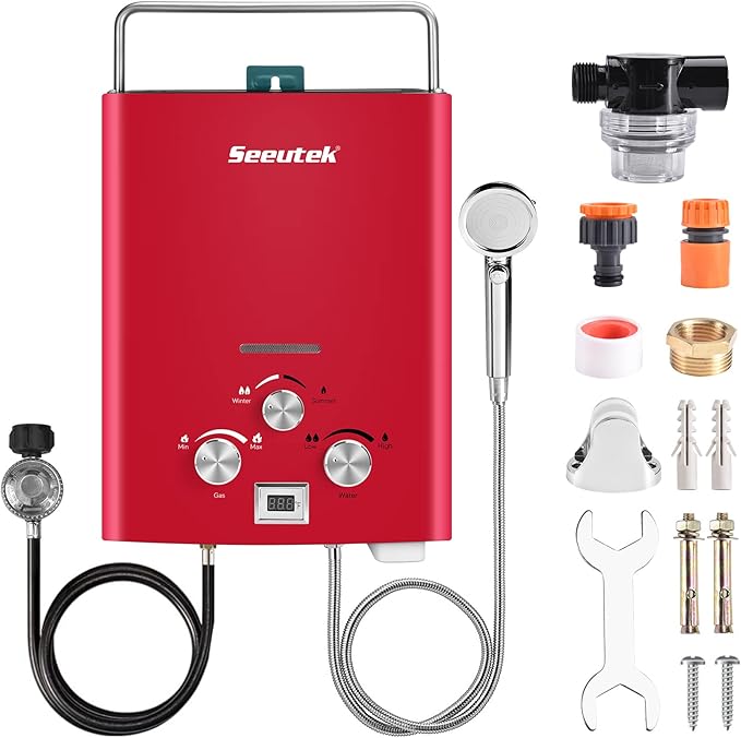 Seeutek Portable Water Heater 1.6GPM/6L, Outdoor Propane Gas Tankless