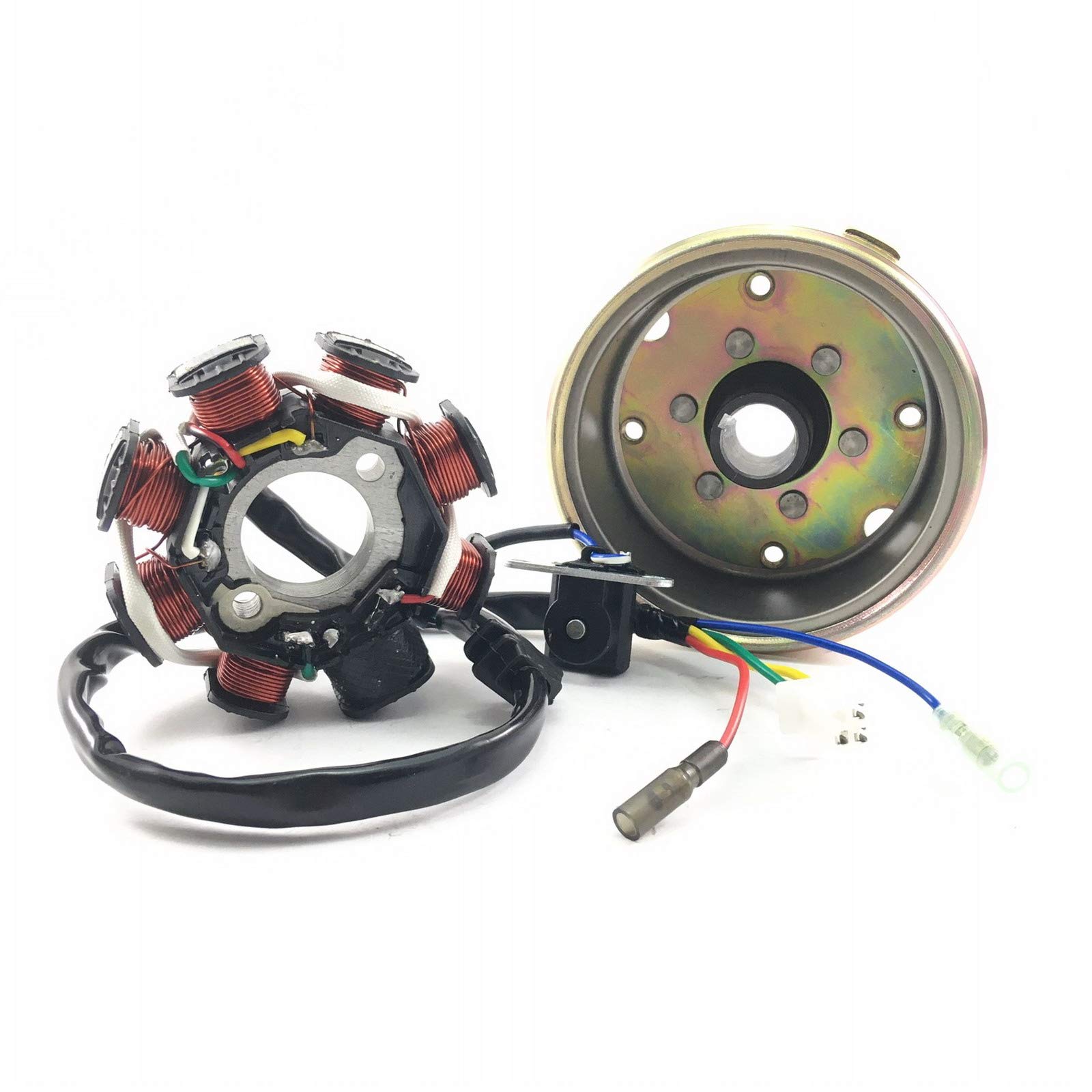 LiMA LICHTMASCHINE STATOR & ROTOR KOMPLETT 8 SPULEN STATOR DC ZÜNDUNG 125-150cc 4-TAKT 152QMI-157QMJ Motoren für ZNEN ZN125 REX BENZHOU BAOTIAN JONWAY HISUN REX YIBEN CHINA ROLLER GY6