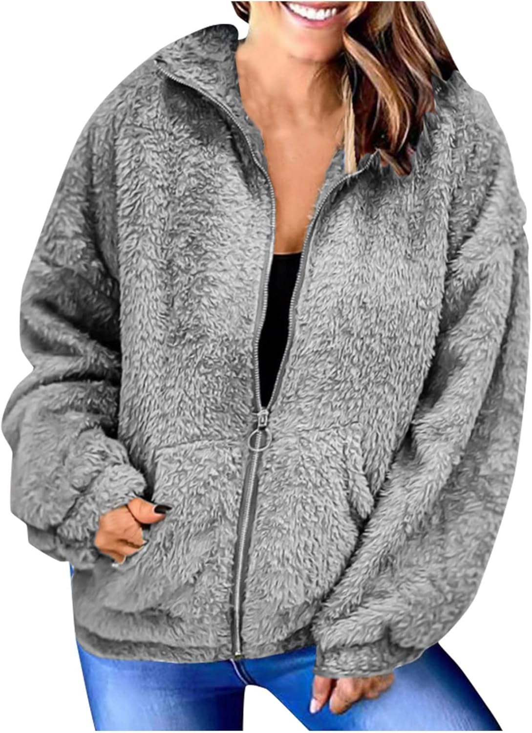 Womens fluffy fleece jacket Clearance