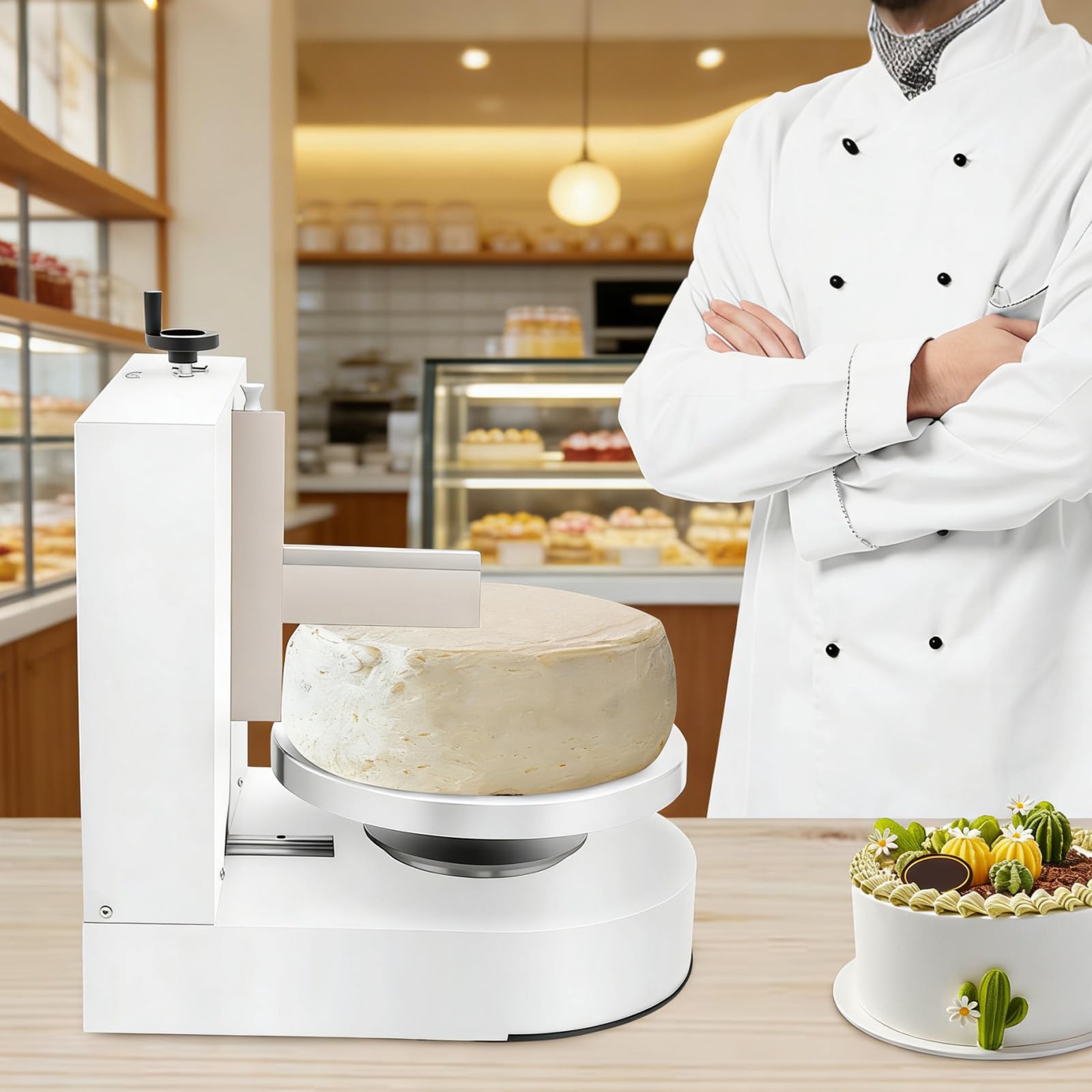 Máquina para glasear Pasteles de 4 a 12 Pulgadas, 200 W, automática, con Pantalla LCD, Plato Giratorio, espátula Ajustable, Herramienta de decoración Profesional para repostería casera, Past