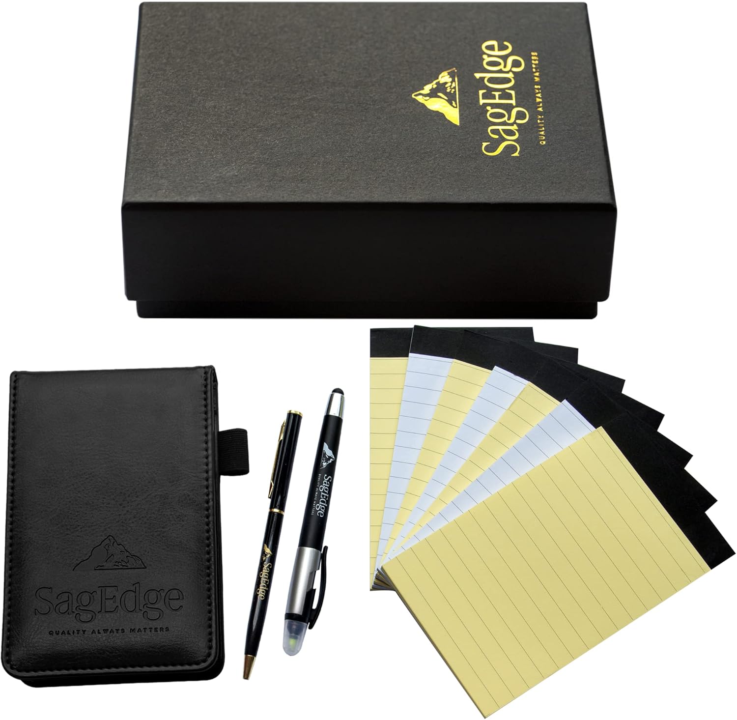 SagEdge PU Leather Mini Pocket Notepad Holder Set in Gift