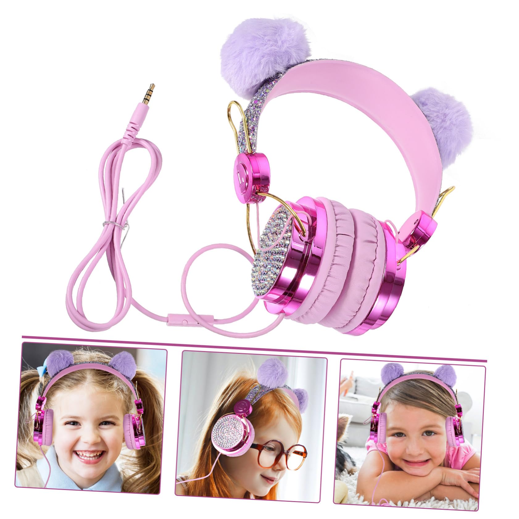 jojofuny 2piezas Auriculares De Peluche Protección Diseño Adorable y Sonido Estéreo Compatible Tablet y Smartphone Volumen Color Aleatorio