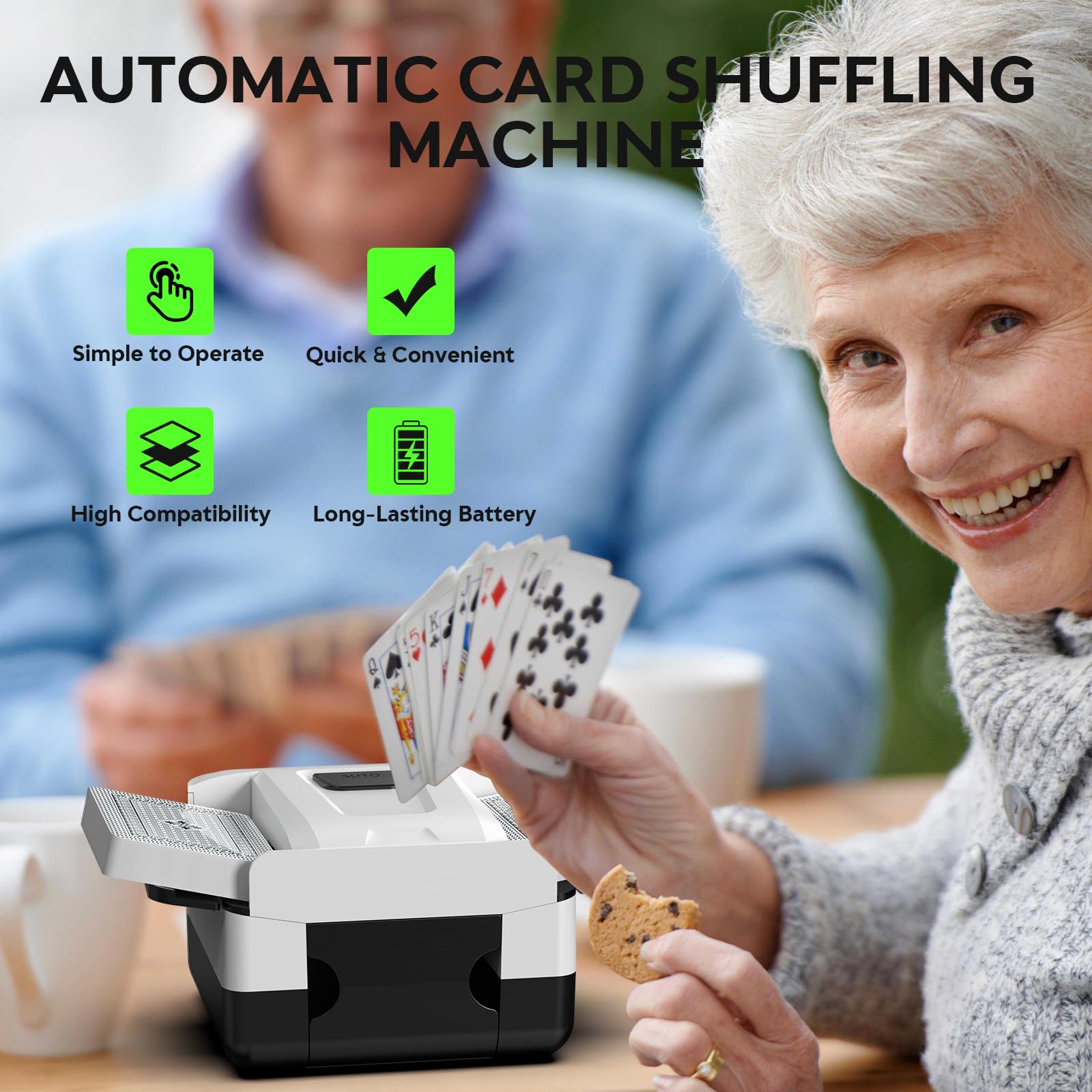 Mélangeur automatique de cartes, mélangeur de cartes rechargeable pour 1 à 2 plateaux, mélangeur portable idéal pour les jeux de cartes, parfait pour les soirées de jeux à la maison, les