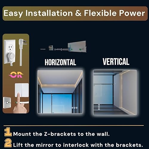 Miniatura 7 de MAVISEVER Espejo de baño LED de 36 x 30 pulgadas, espejo de baño retroiluminado con luces, regulable continuamente, antivaho, a prueba de roturas,
