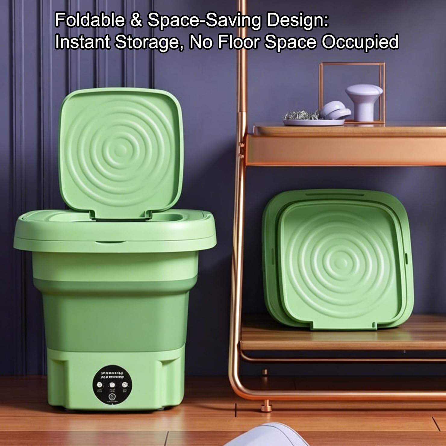 Lavatrice Pieghevole 8L, Mini Lavatrice Portatile con 3 Modalità di Lavaggio & Cestello Strizzatore, Disinfezione Ag+, Risparmio Energetico per Intimo, Calzini, Abiti Bambino, Viaggio e Studentato