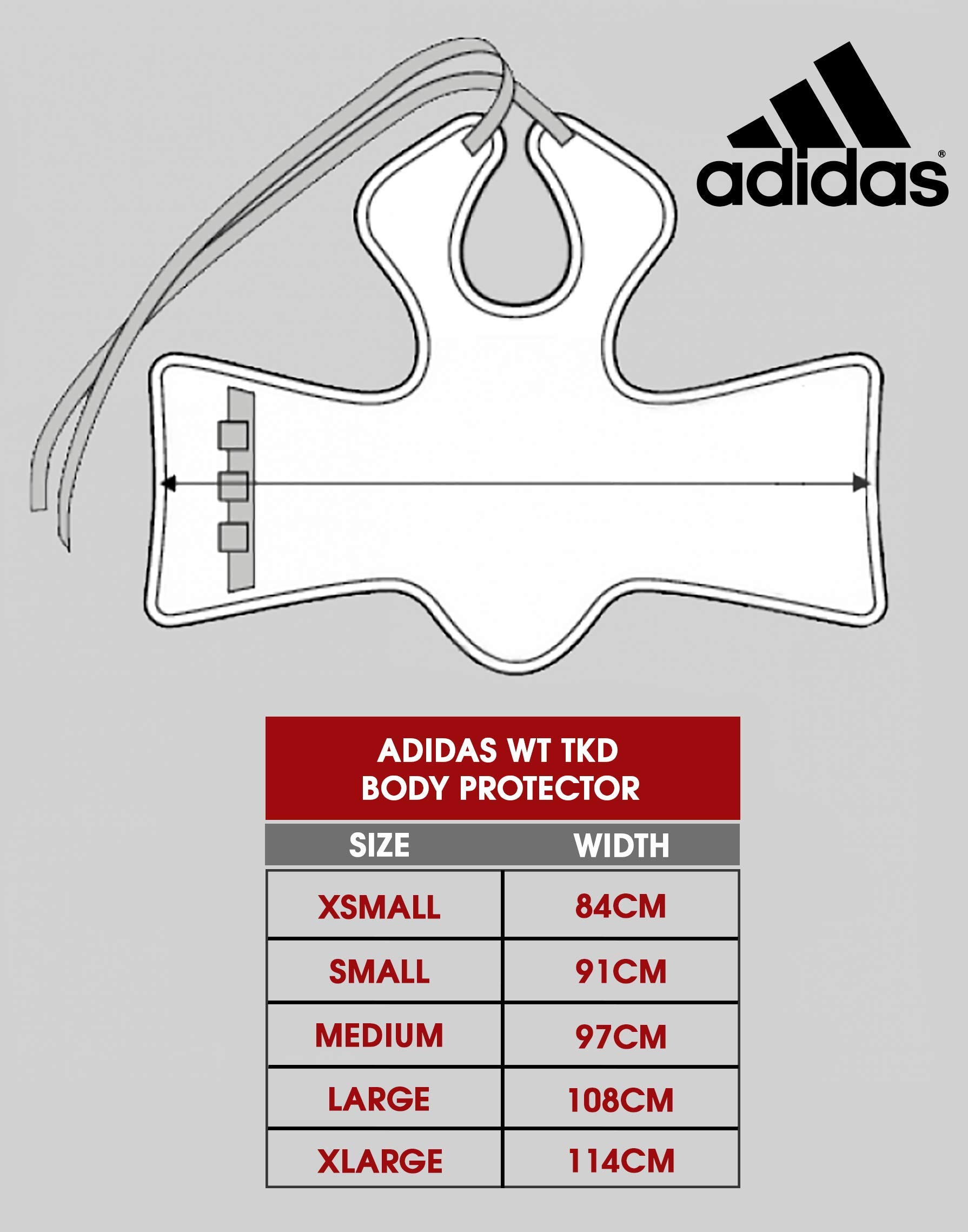 Adidas Körperschutz für Taekwondo, doppelseitig, Blau/Rot