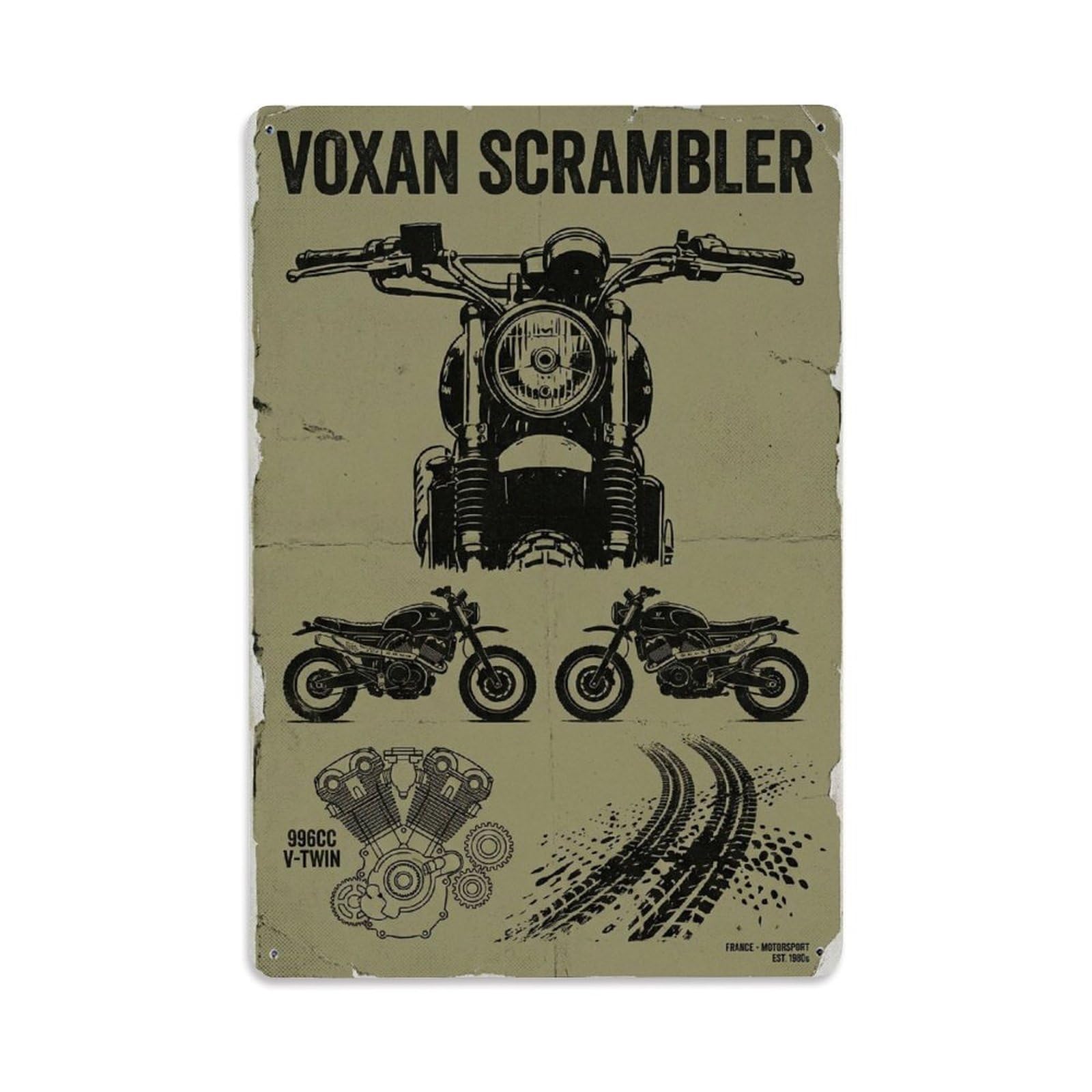 Scrambler Motorcycle Vintage Retro Trail Heritage Culture Metal Tin Sign Plaque Wall Decor for Cafe, Man Cave, Club Bar, Office, Home Garden Round Metal Poster 8x12Inch