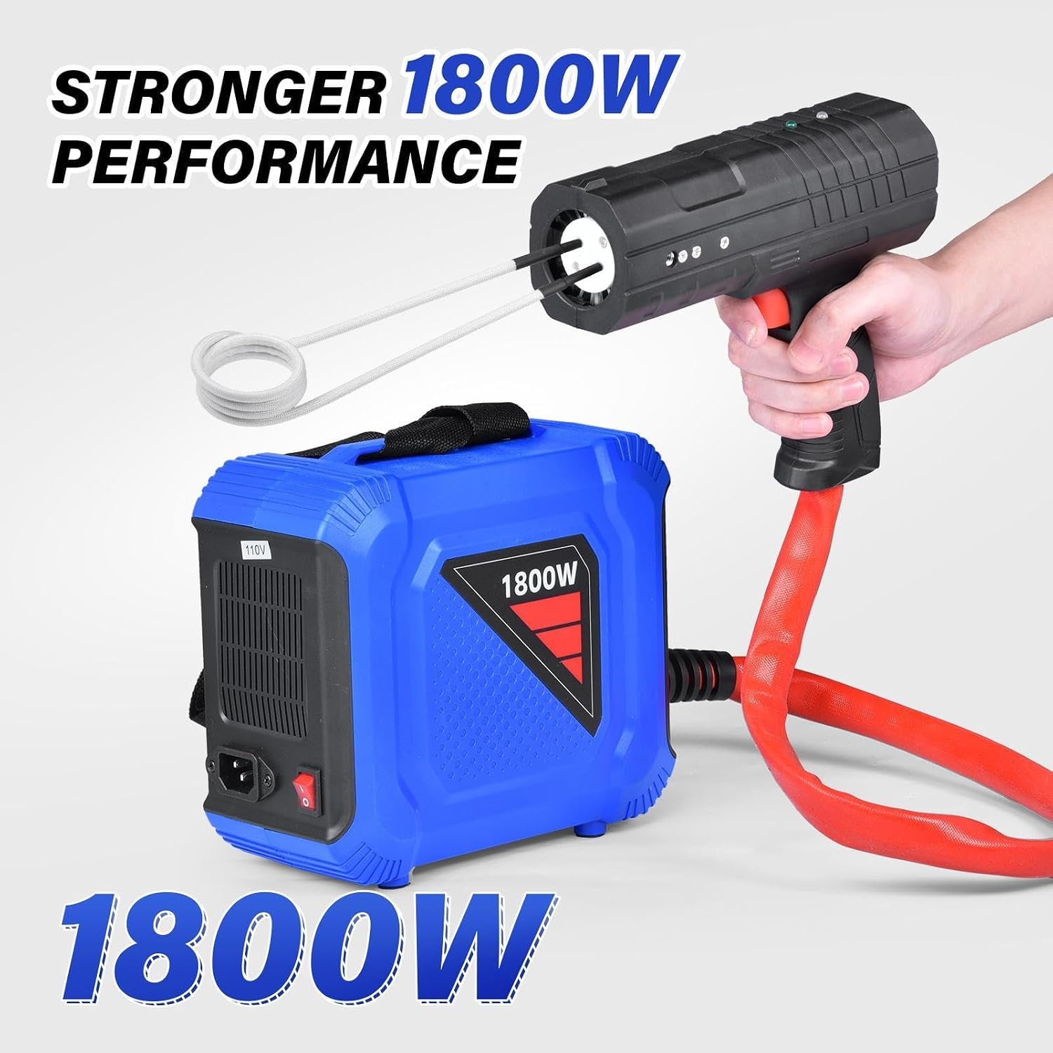 Przenośne narzędzie indukcyjne z dwuczęściową konstrukcją 1800 W, magnetyczny zestaw nagrzewnicy indukcyjnej, z 4 cewkami i obudową, 8-sekundowe ogrzewanie, do rdzawych śrub