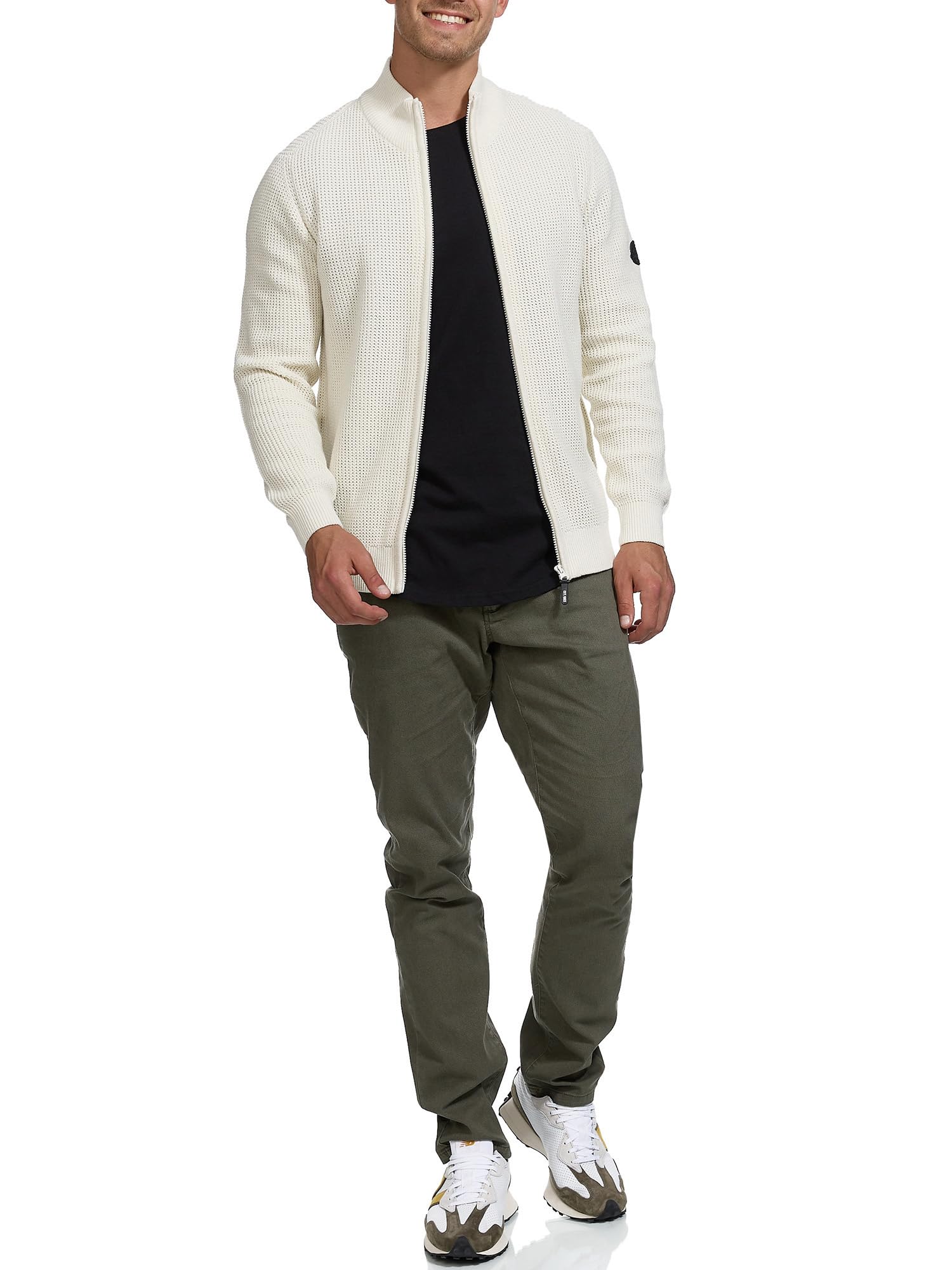 Indicode Uomini INLayton Cardigan | Maglia Aperta con Collo Alto