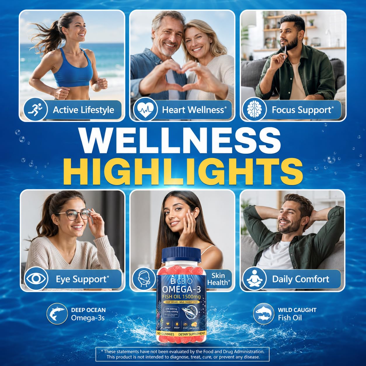 Omega-3 Fish Oil Gummies 1500mg for Adults, Triple Strength EPA & DHA with CoQ10, Red Yeast Rice, Bergamot & Antioxidants, Wild-Caught, Sugar-Free, Burpless, Heart & Brain Support, 90 Count — Amazon image 4