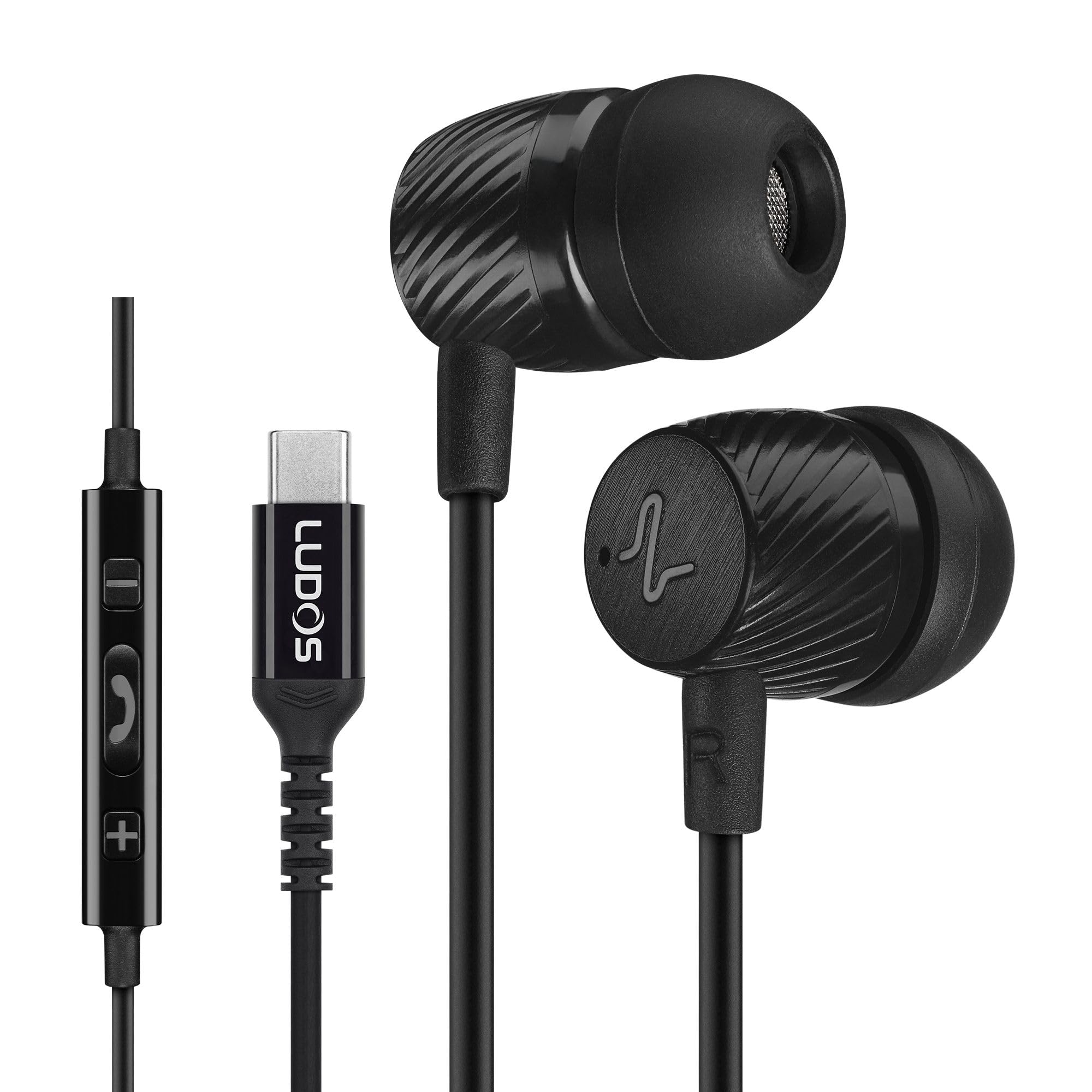 LUDOS COMPANION USB C Kopfhörer, 5 Jahre Garantie, In-Ear Kopfhörer Kabel | USB Typ C Ohrhörer mit Mikrofon für iPhone 18 Duo 17 16 15 Pro Max Plus Air iPad Pro Air, Samsung Galaxy S24 S23 Ultra S22