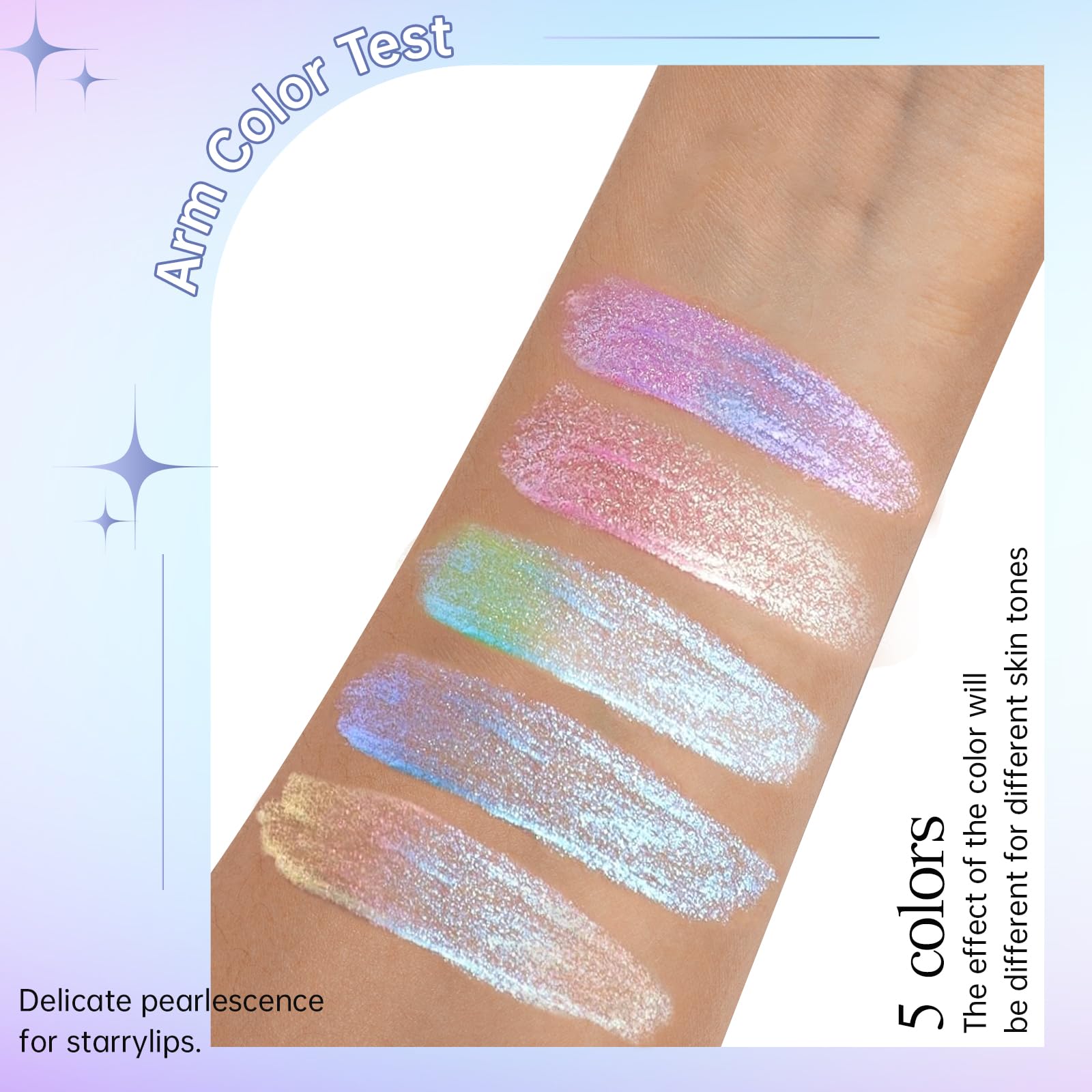 Noerrors 5 Colors Liquid Glitter Eyeshadow Set, Chameleon Metallic Shimmer Diamond Eyeliner Sparkly Eyeshadow - Image 3