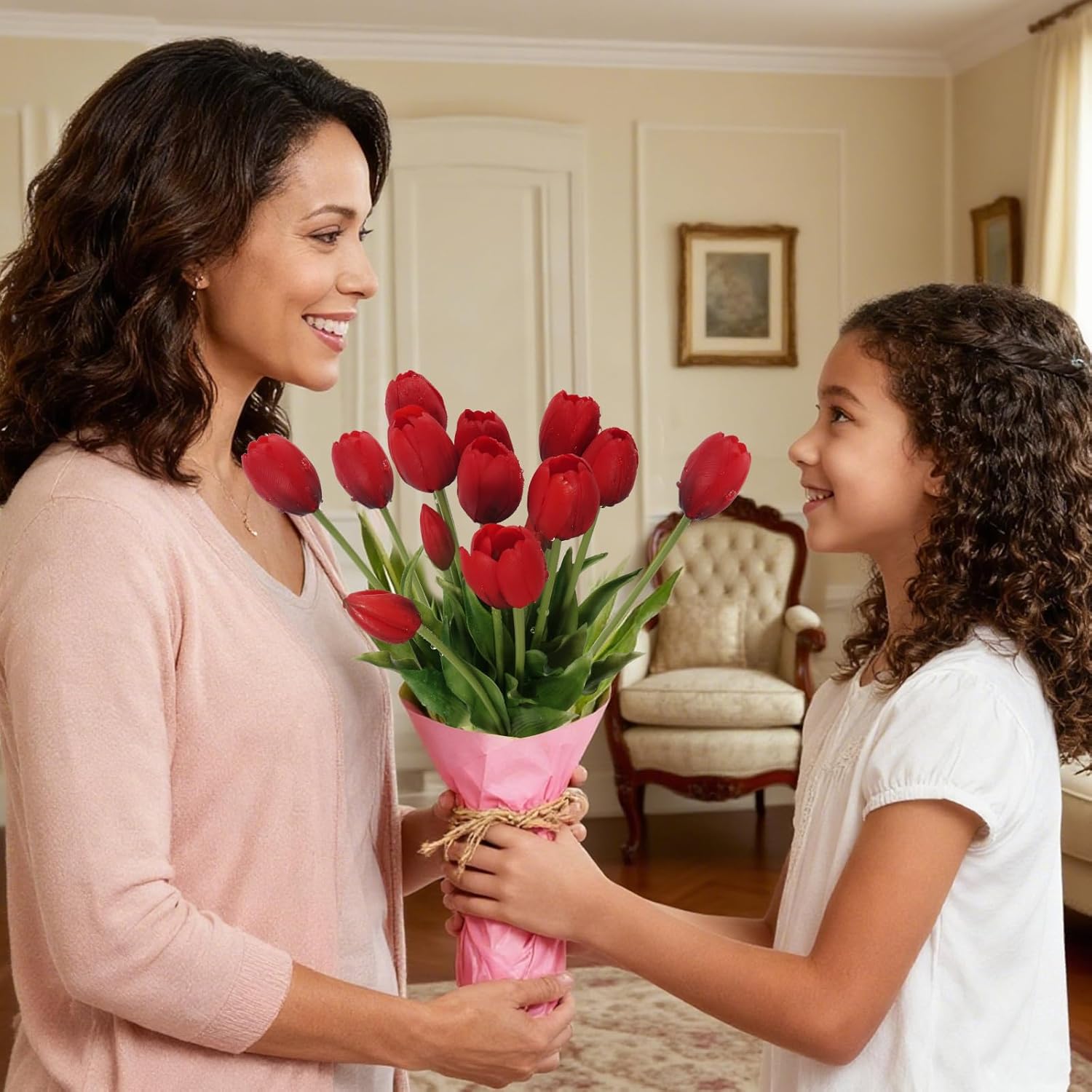 15Pcs Fake Tulips Artificial Flowers Real Touch Latex Bouquet Faux Tulips for Centerpiece Arrangements Wedding Party Home Décor (Hot Red) - Image 7