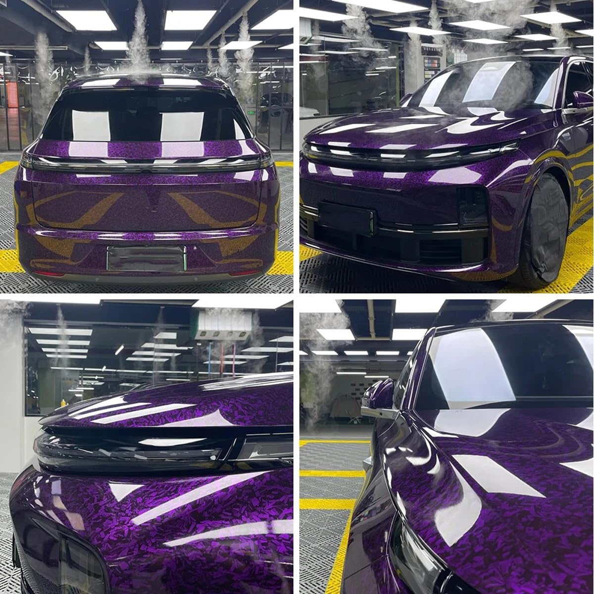 Queenbox 19.6x59in Carbon Fiber Car Vinyl Wrap, Forged Pattern Self-Adhesive Air Release Decal Sticker Film Sheet for Auto Interior Exterior, Purple