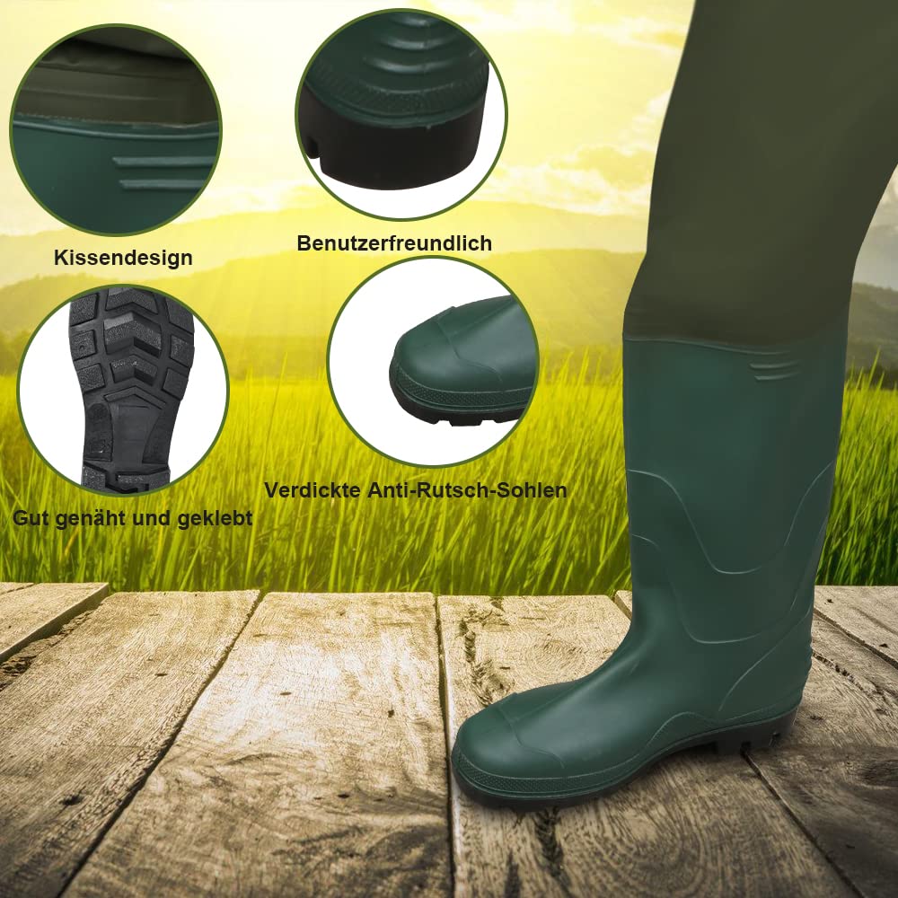 Waders pour homme - Imperméables - Avec bottes - En néoprène 70D - Nylon 70D - Pour la pêche, les fermes, les travaux de construction
