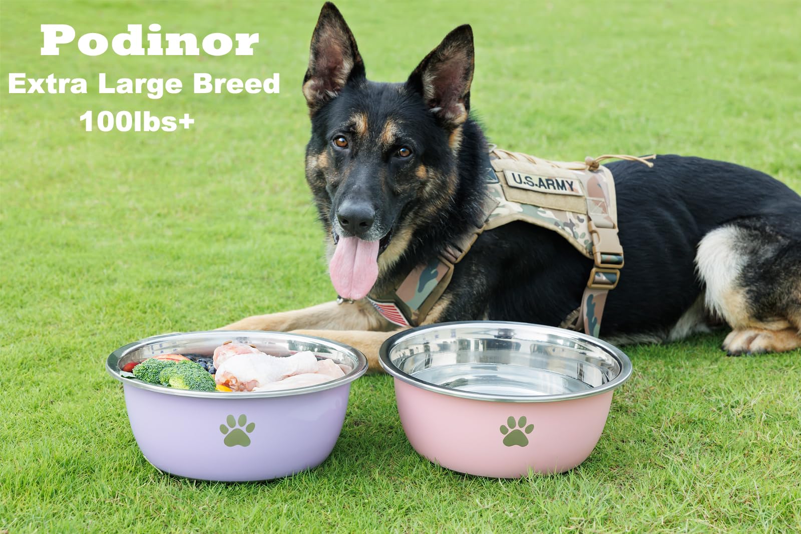 Großer Wassernapf für Hunde, 4,8 l, Edelstahl, extra groß, für große Riesenhunde, Rosa, 2 Stück