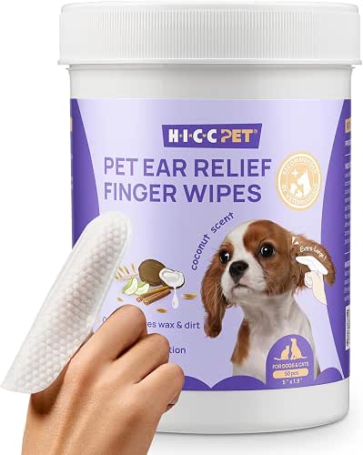 HICC PET Ear Cleaner Finger Wipes for Dogs, Cats, Small
