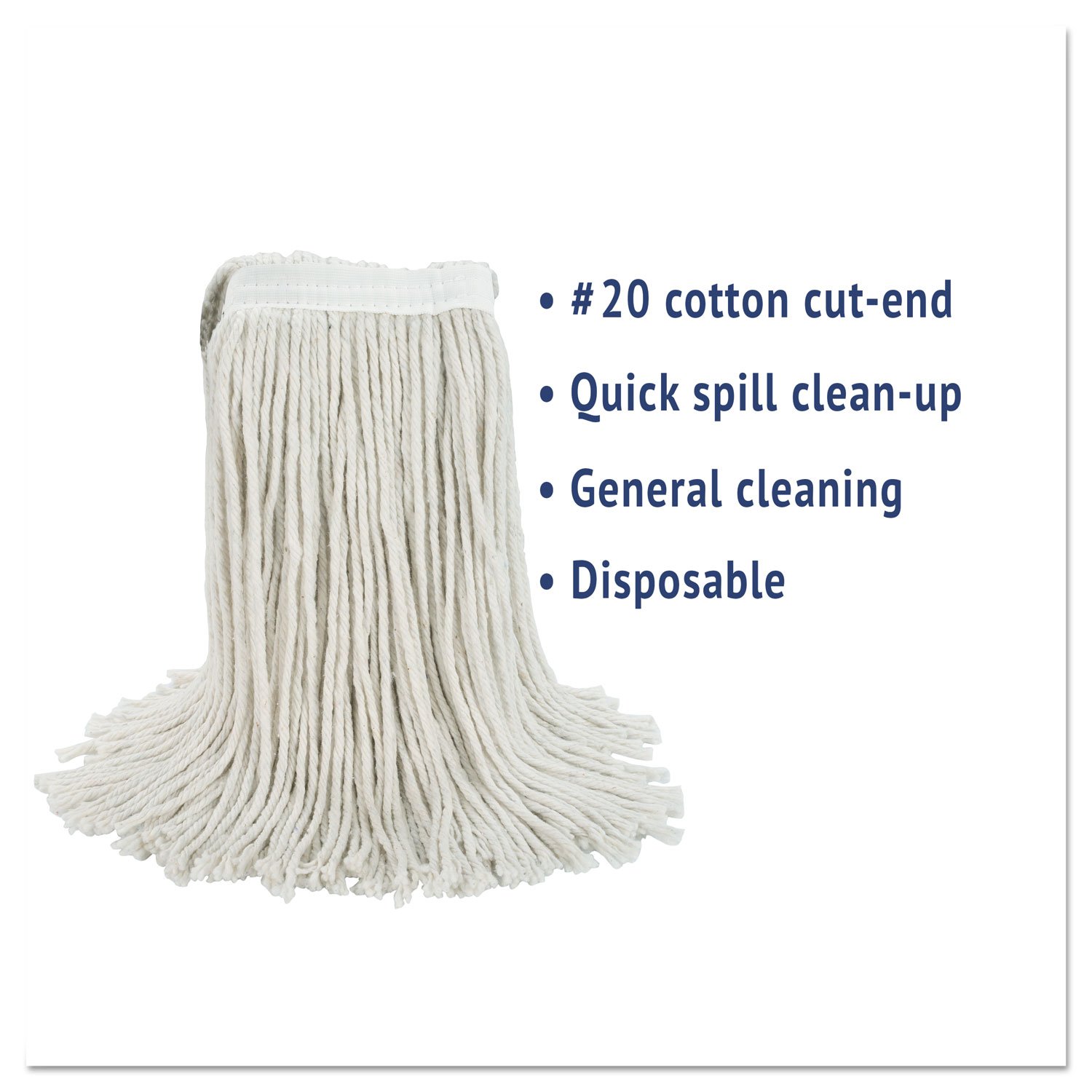 Boardwalk Cut-End Wet Mop Head, Cotton, White, #20, 12/Carton
