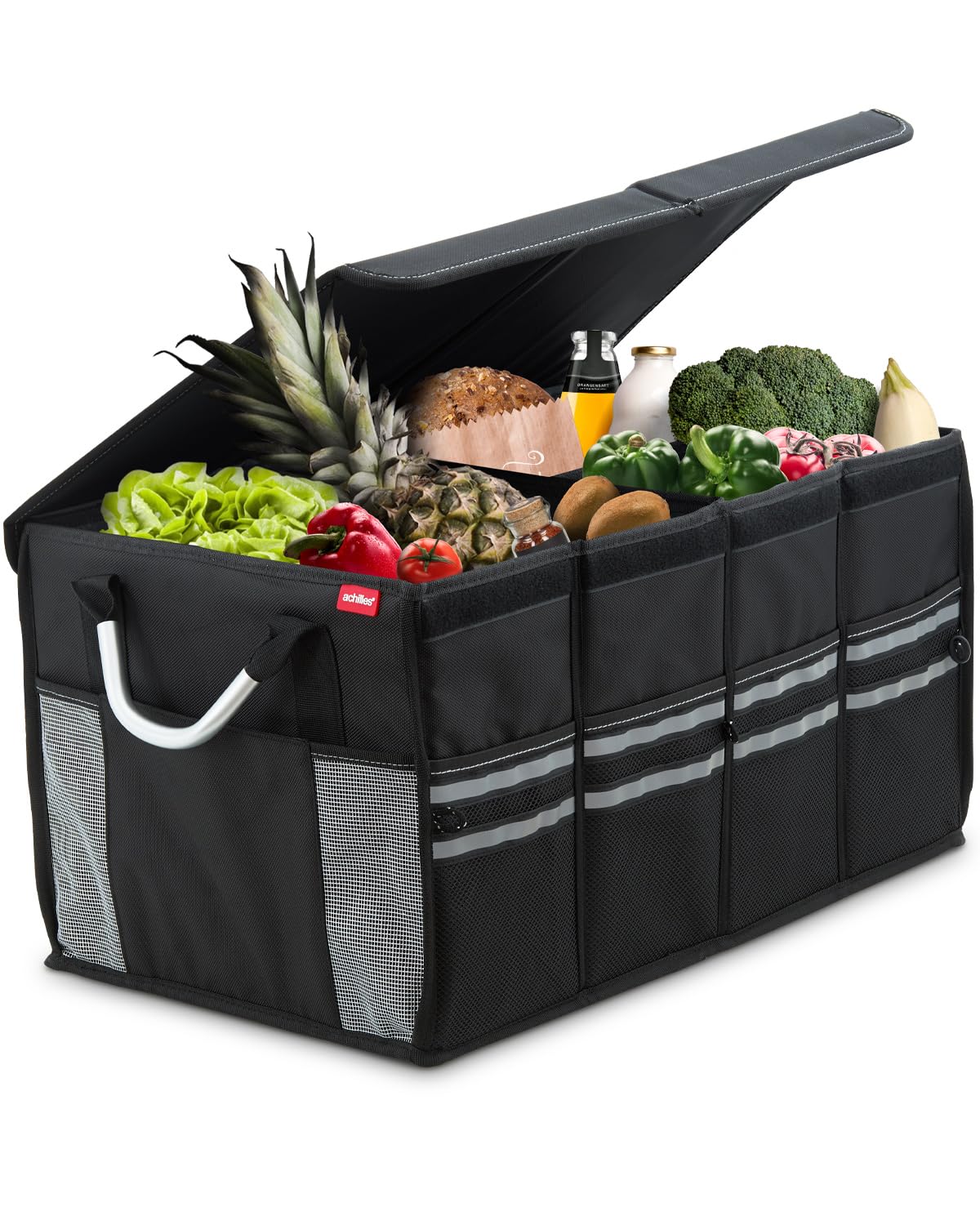 achilles Cassaforte, robusta scatola pieghevole per auto con coperchio stabile, organizer per bagagliaio, borsa pieghevole per auto, cestino pieghevole, scatola di immagazzinaggio, 58 x 34 x 30 cm