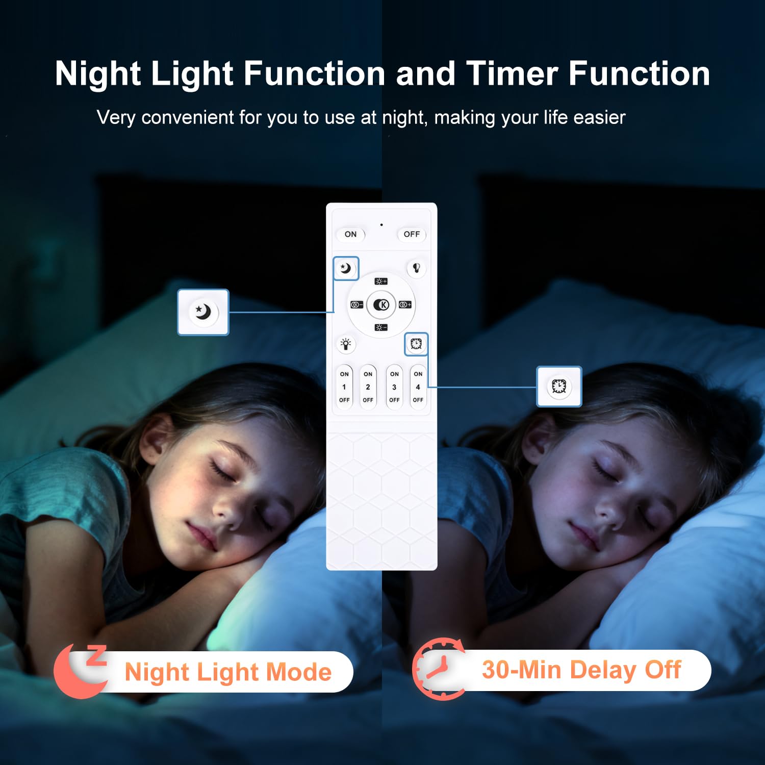 LED Deckenleuchte Dimmbar Wohnzimmer 42W Deckenlampe Weiß 65cm | Modern 2-Ring Design Deckenbeleuchtung mit Fernbedienung APP und Nachtlicht Memory-Funktion für Schlafzimmer, Büro, Esszimmer