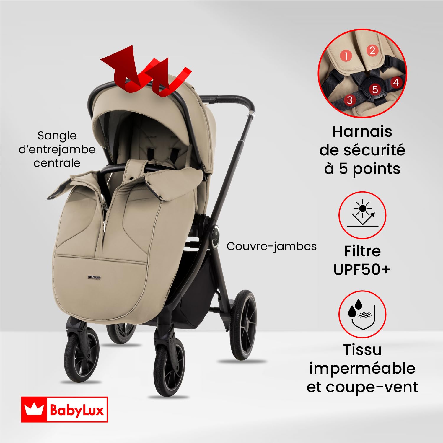 BabyLux® Poussette 3en1 GAVIA, Pliable Set De Poussettes Combinées Légères