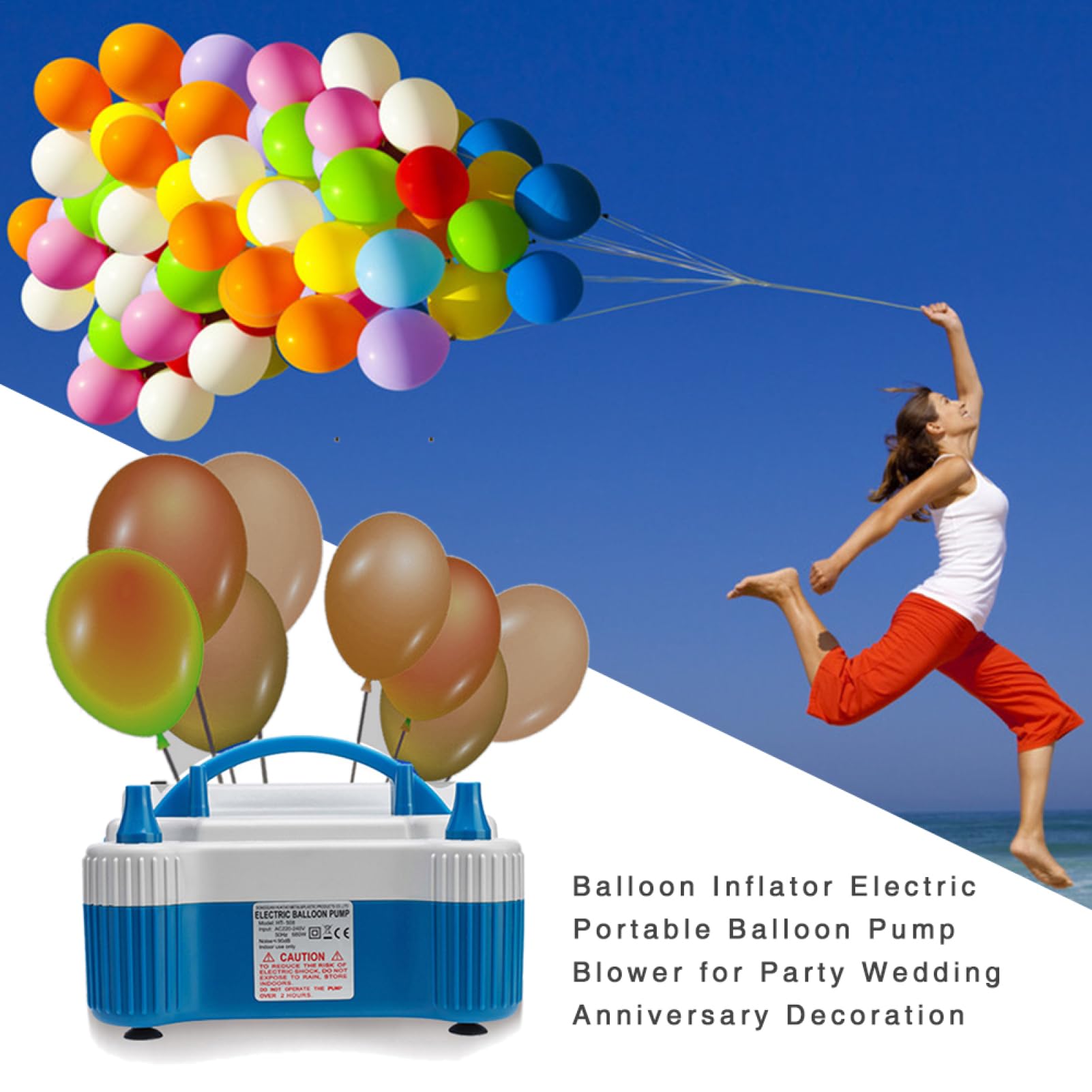 Pompa elettrica per palloncini, 220 V, 600 W, pompa ad aria a doppio