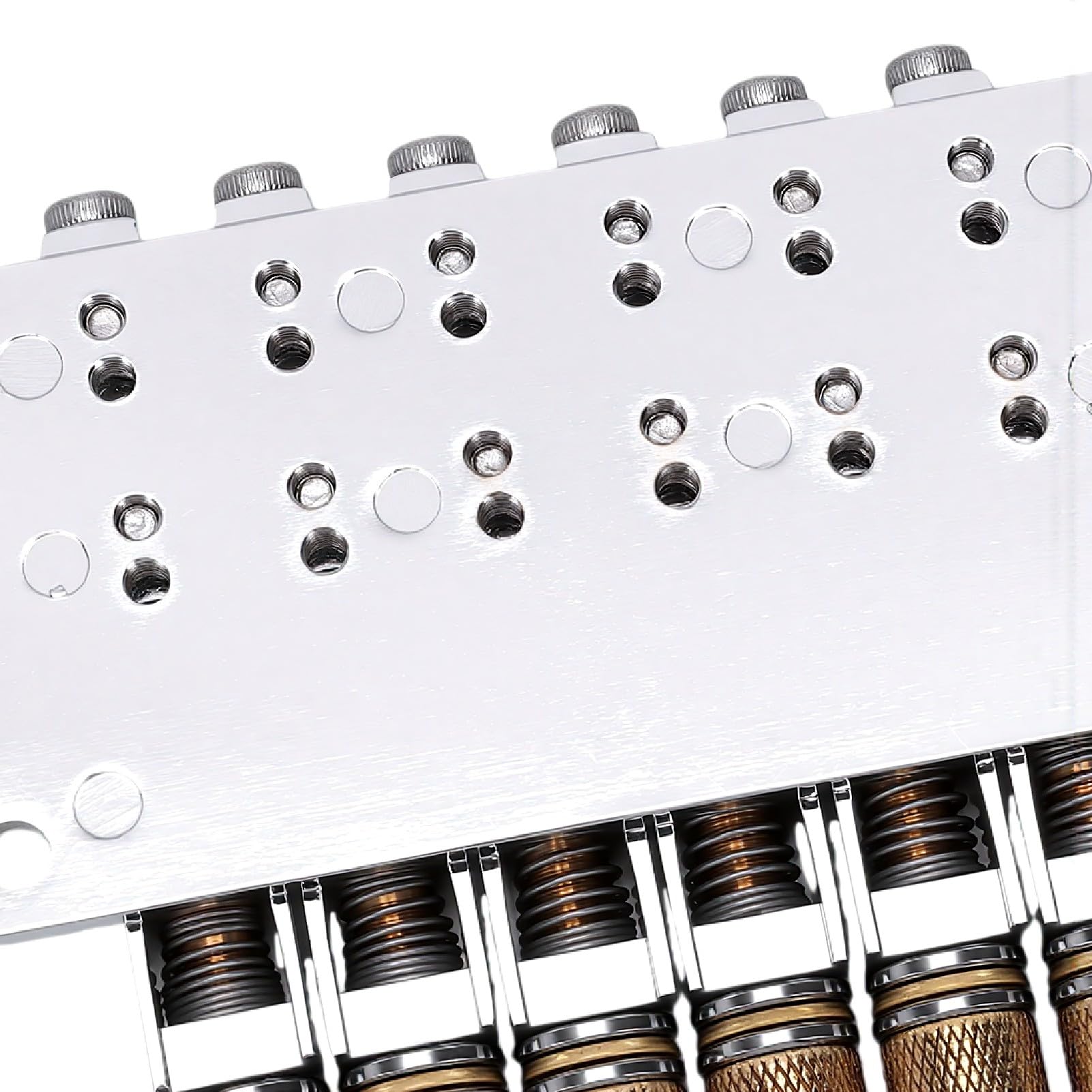 Naroote Puente de Guitarra sin Cabeza de 6 Cuerdas, Silla de Montar Ajustable, Puente Eléctrico de Aleación con Chapado en Oro Plateado para Guitarra Eléctrica sin Cabeza