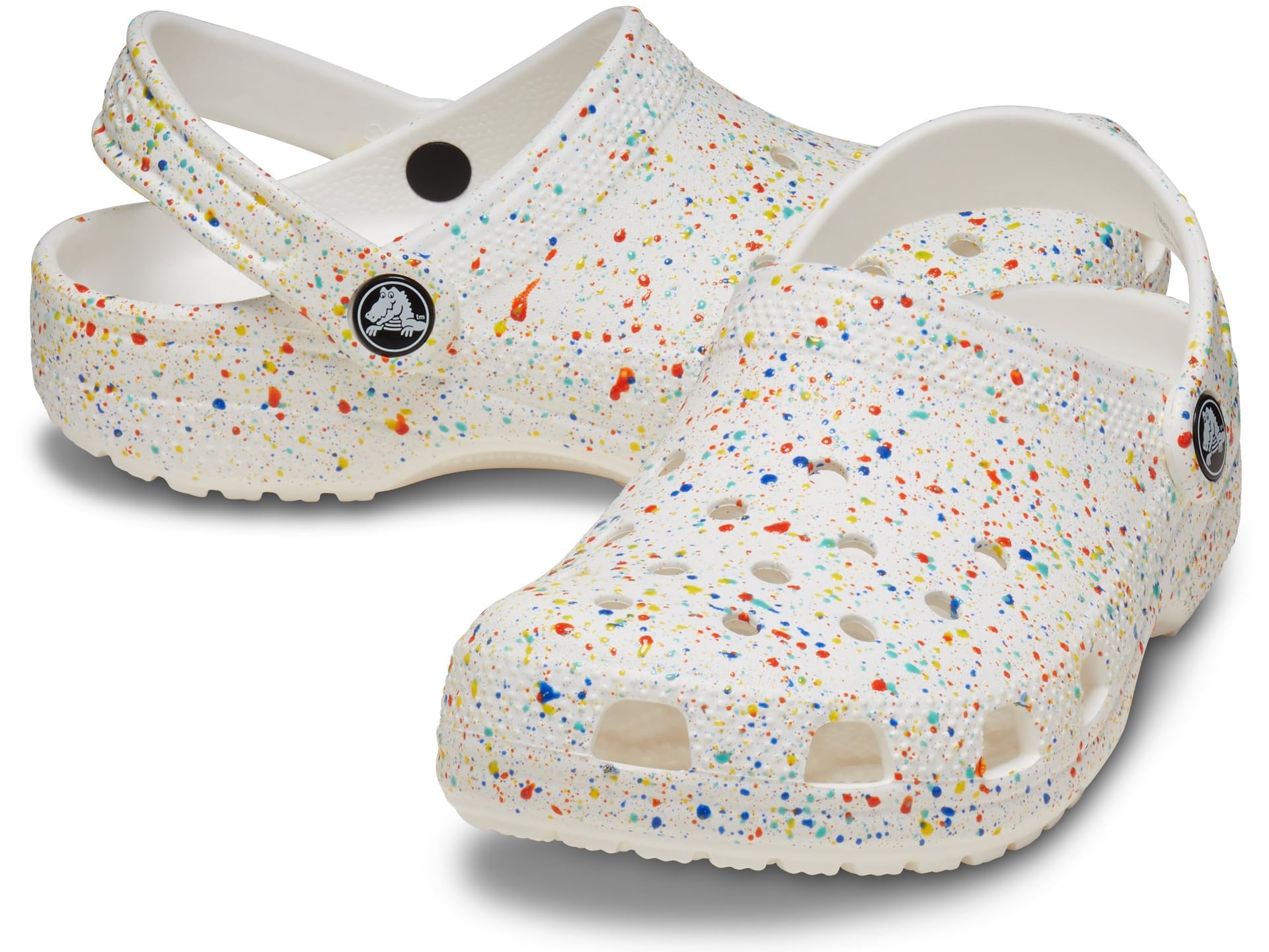 Crocs Kids Unisex Classic Graphic Clogs (Little Kid/Big Kid) White/Multi Paint Splatter 12 Medium