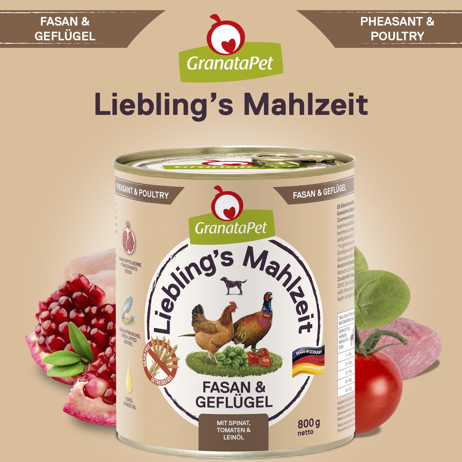 GranataPet Liebling's Mahlzeit Multipack 2, Nassfutter für Hunde im Probierpaket, Alleinfuttermittel ohne Getreide, Hundefutter mit hohem Fleischanteil & hochwertigen Ölen, 6 x 800 g