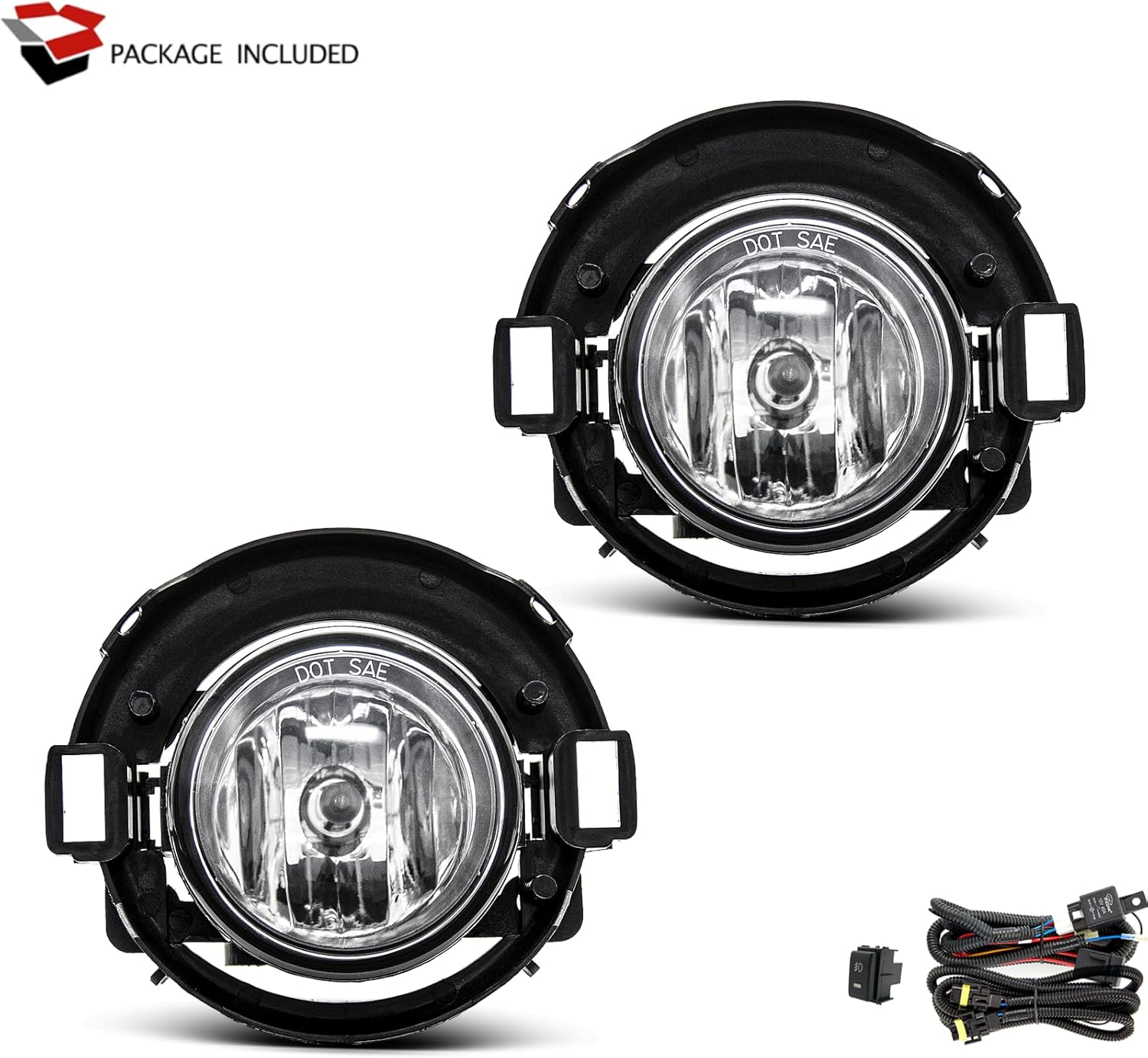 Fog Lights Assembly for 2005 2006 2007 2008 2009 2010 2011 2012 2013 2014 2015 Nissan Xterra Replacement Kit for 2010-2016 2017 Frontier with H11 12V 55W Halogen Bulbs ​Clear Lens